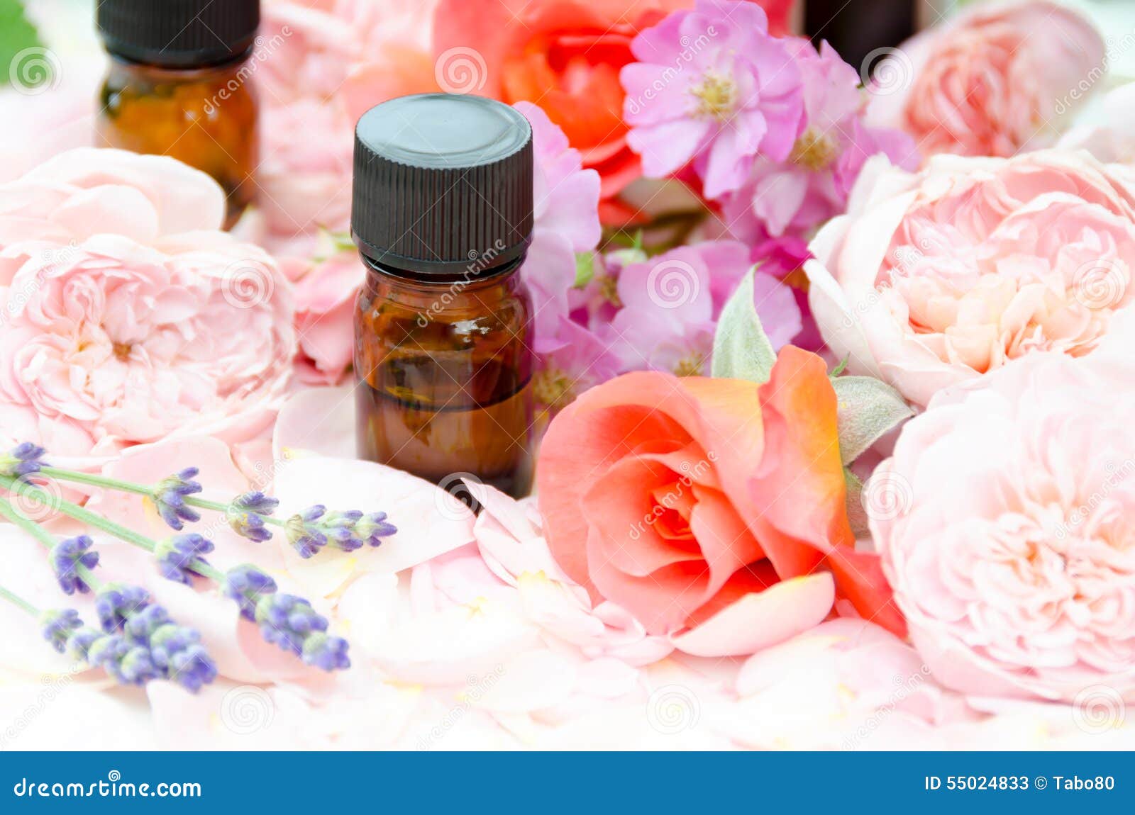 Essential Oils with Roses and Lavender Stock Image Image of massage