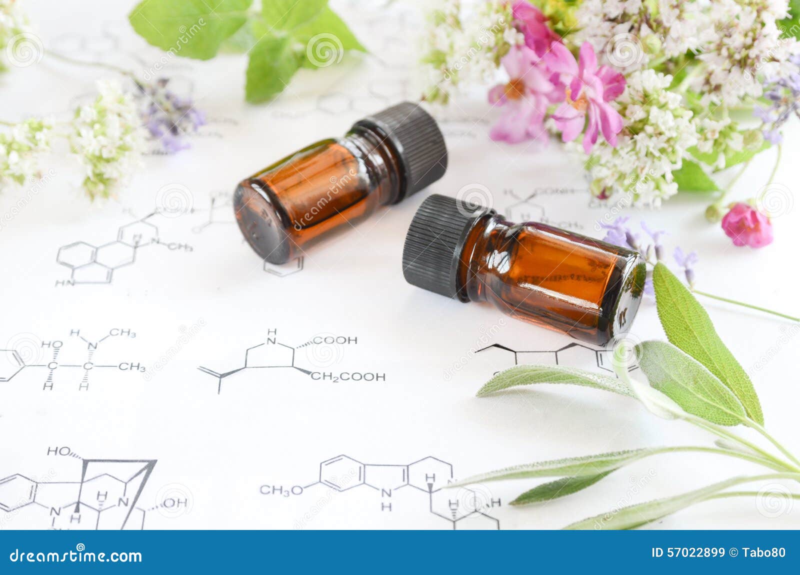 essential oils on science sheet