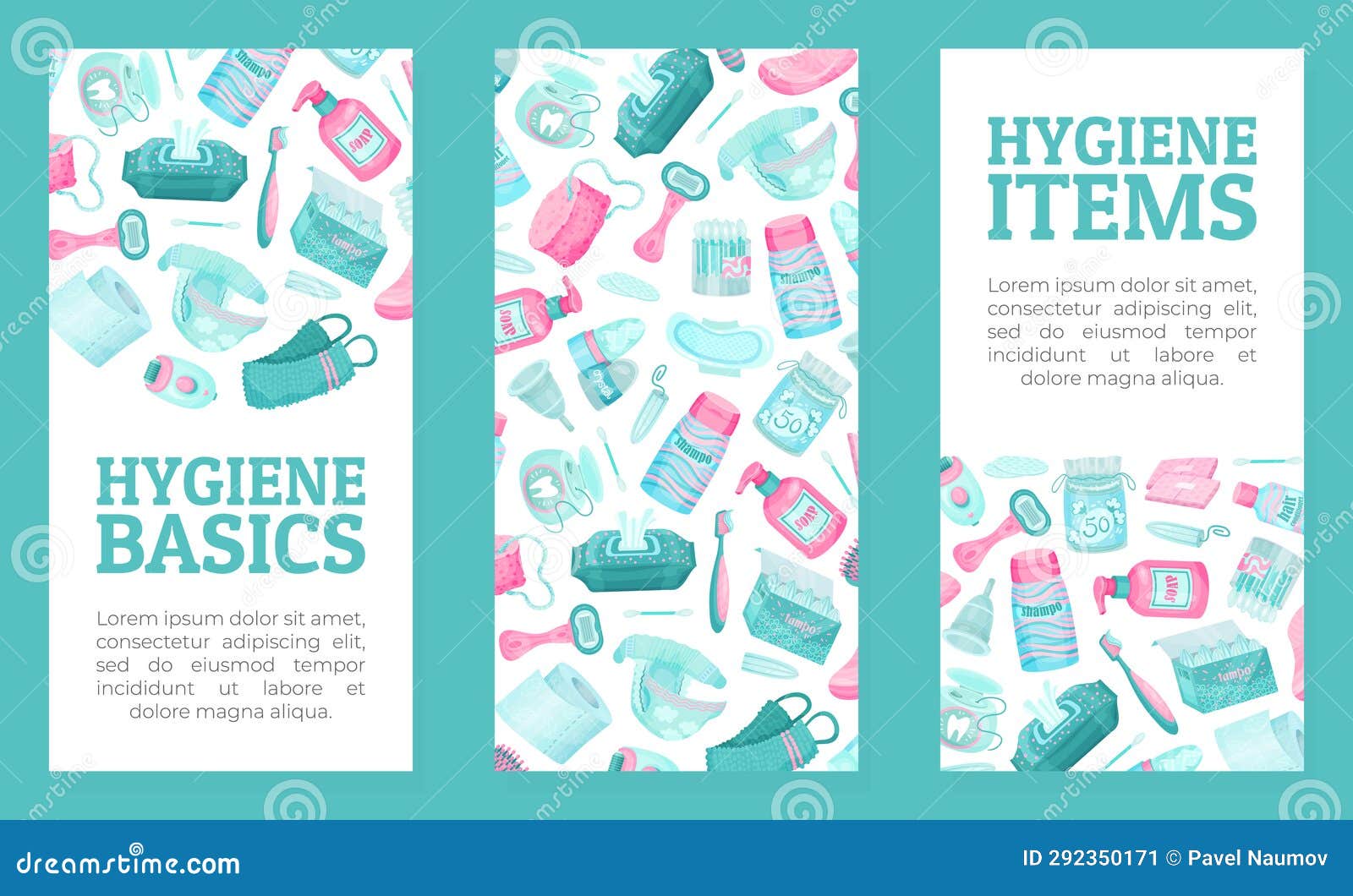 Essential Personal Hygiene Items Banner Design with Vector Template