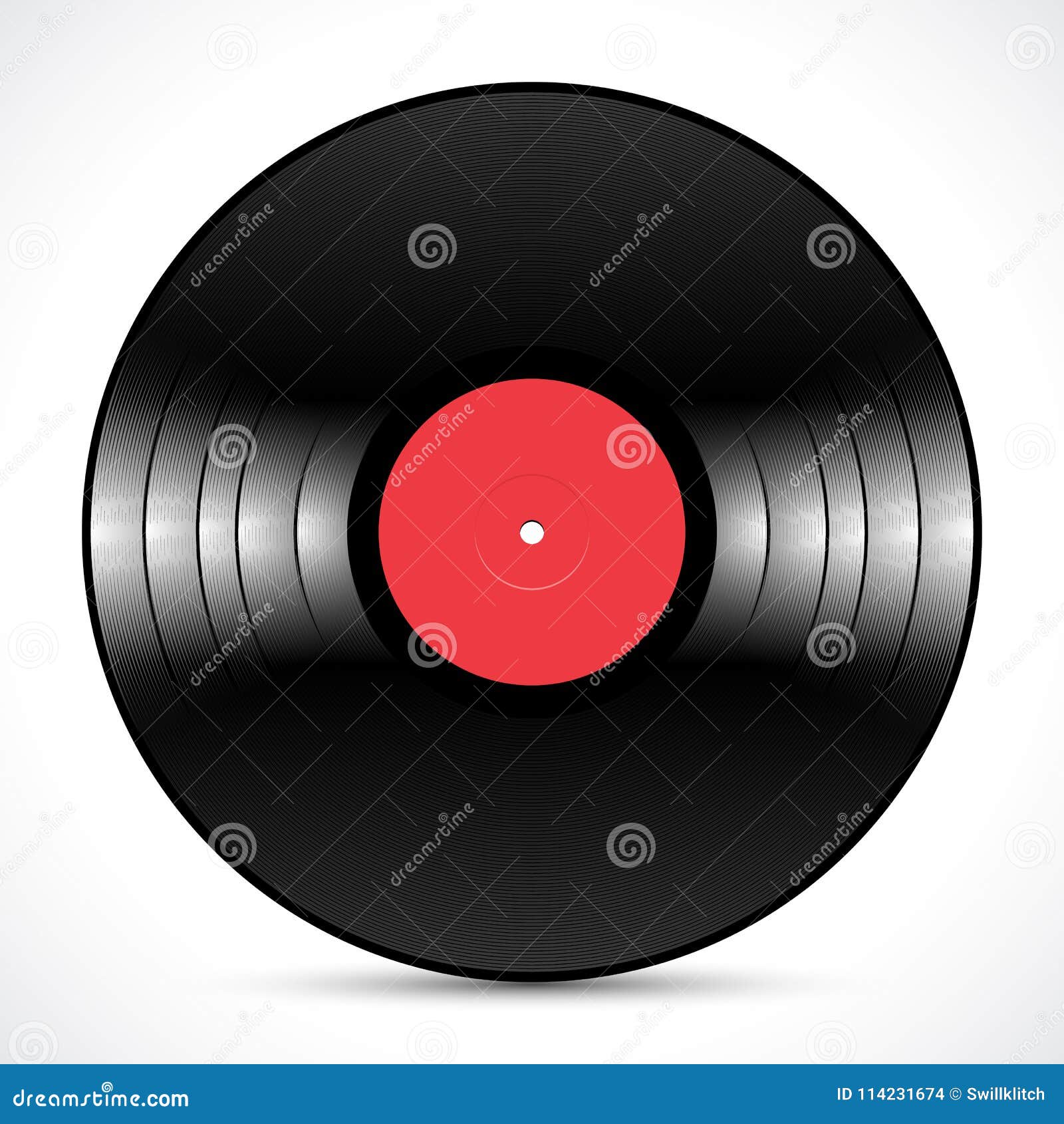 Estándar De LP Del Disco De La Música Del Vinilo 12 Pulgadas Para 33 RPM  Con La Etiqueta Roja Y Los Surcos Brillantes Ilustración del Vector -  Ilustración de placa, equipo: 114231674