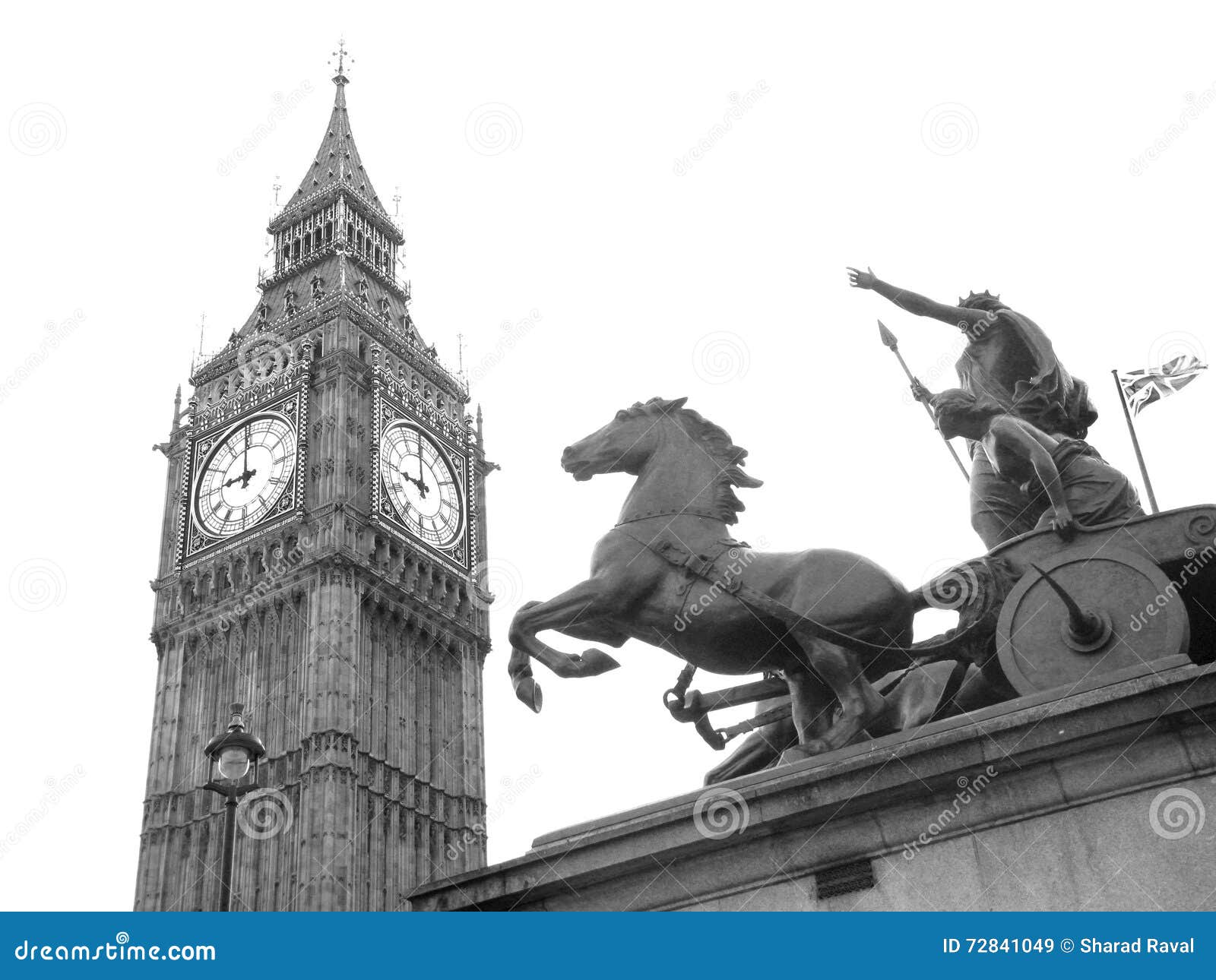 Estátua De Cavalo Na Frente Do Big Ben Ilustração de stock - Getty Images