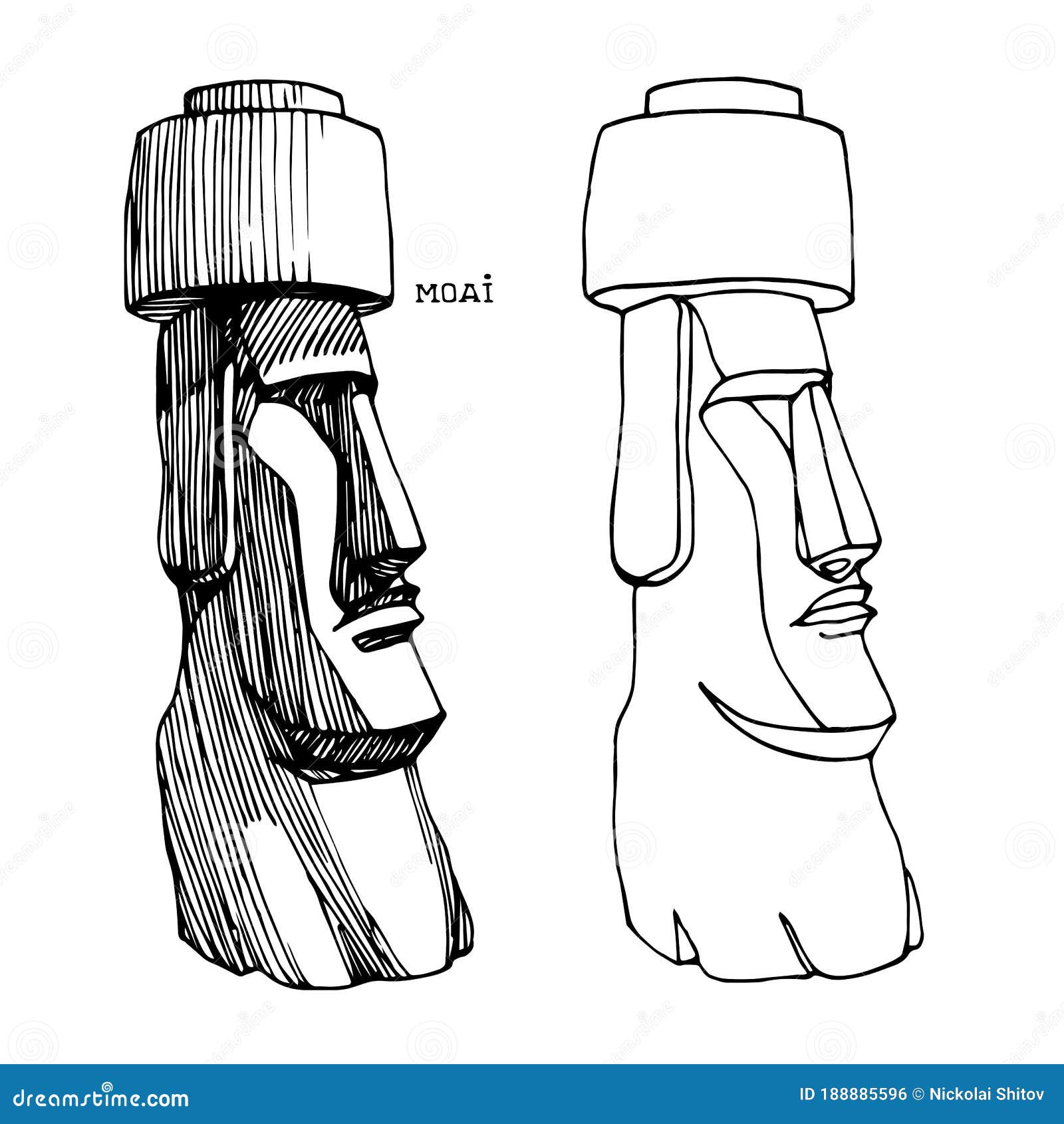 Ilustração vetorial de estátuas moai na ilha de páscoa