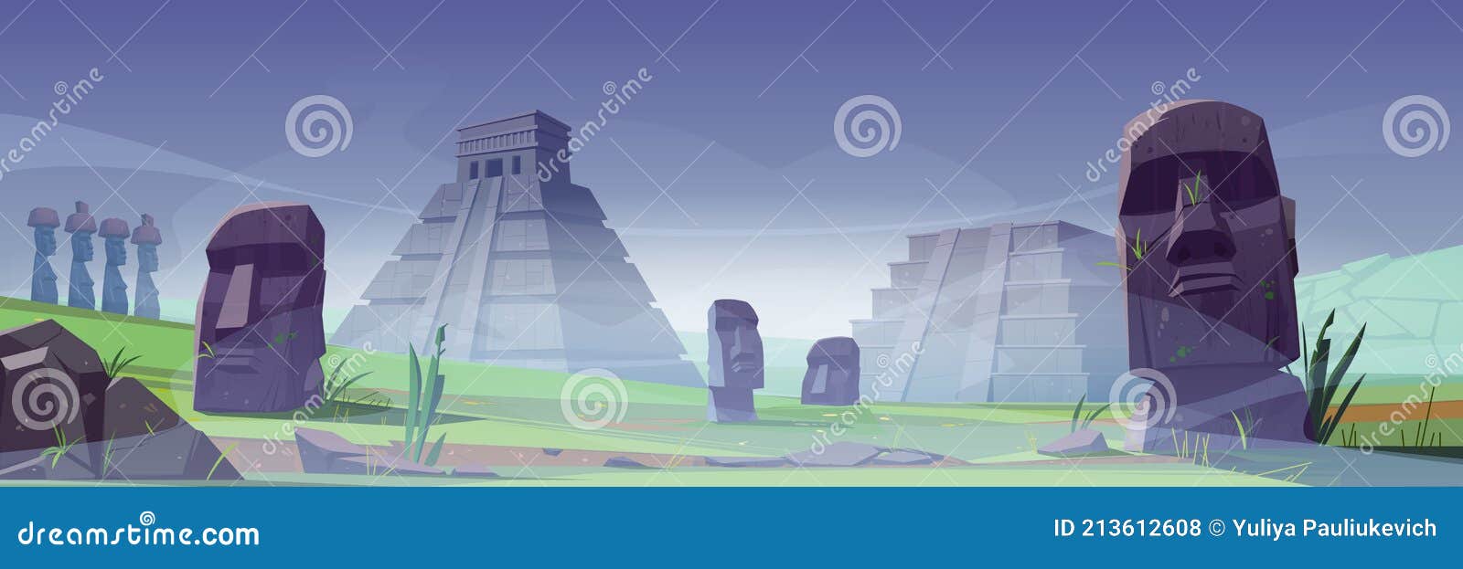 Moai na ilha de páscoa escultura de pedra de desenho vetorial isolada