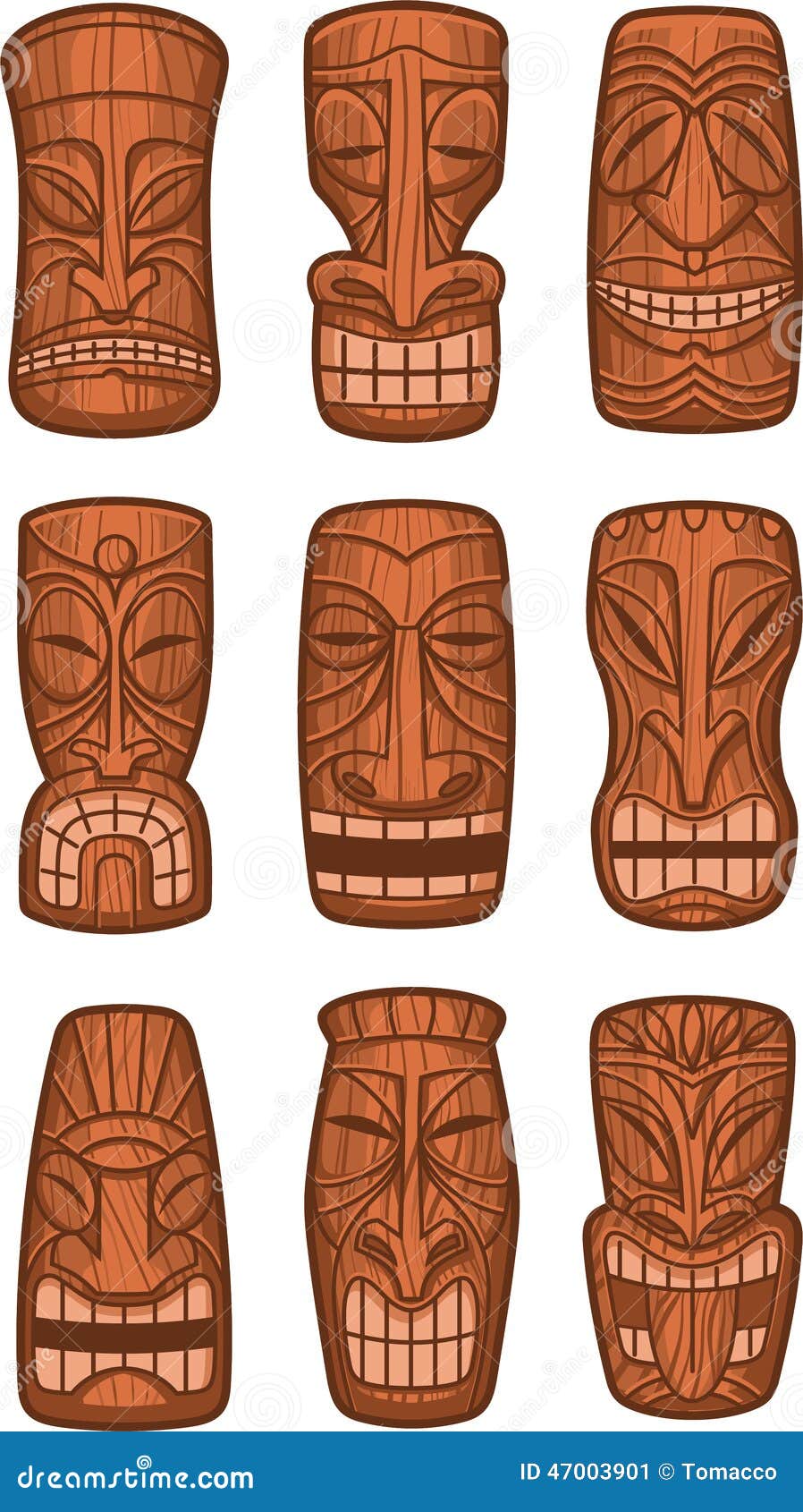 Estátuas De Deuses Tiki Havaianos Ilustração Stock - Ilustração de cara,  curso: 47003901, image size:898x1690