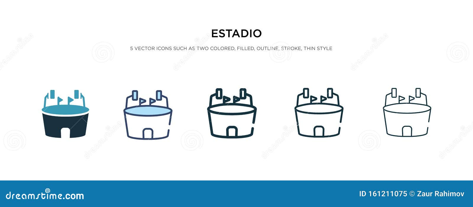 estadio icon in different style  . two colored and black estadio  icons ed in filled, outline, line