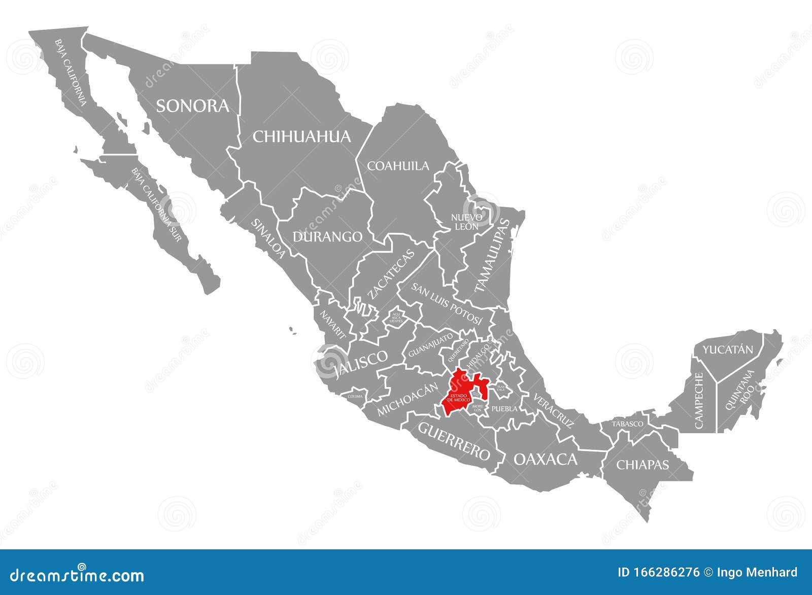estado de mexico red highlighted in map of mexico