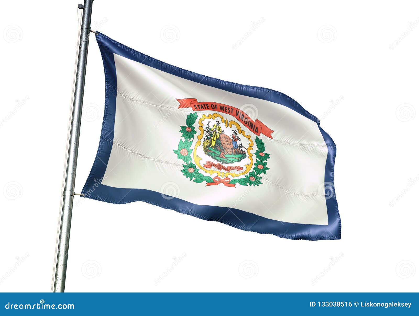 Estado De Virginia Occidental De Agitar De La Bandera De Estados Unidos Aislado En El Ejemplo