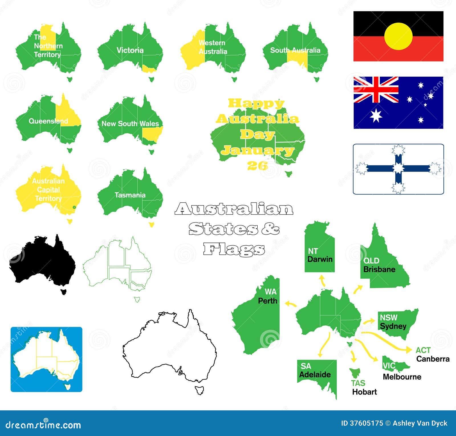 Estados Australianos Y Banderas Ilustración Del Vector Ilustración De Datos Iconos 37605175