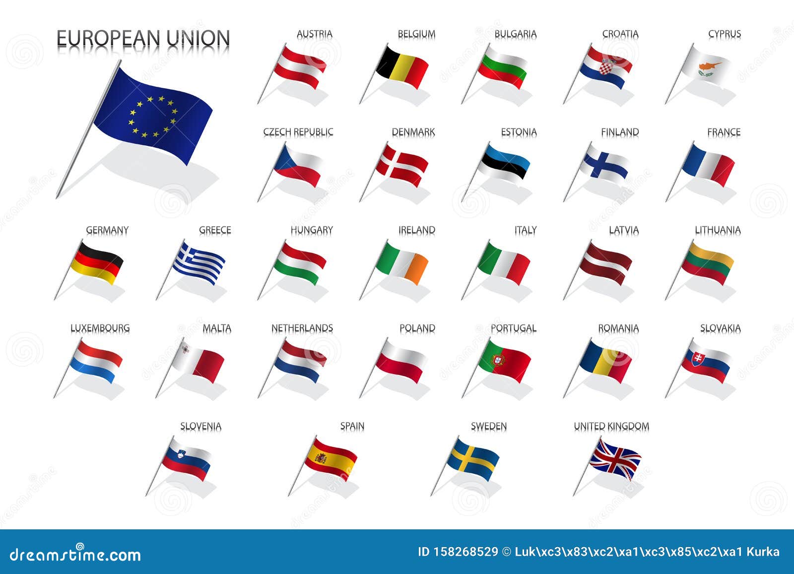 2019, Estados-Membros da UE, bandeiras de países da União Europeia