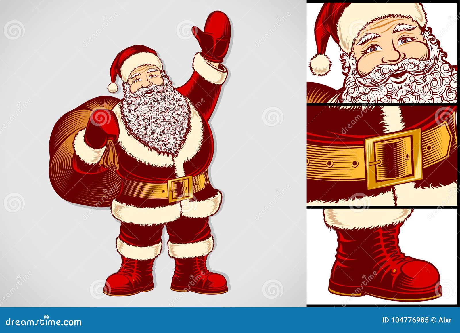 Estallido Art Color Del Dibujo De Santa Claus Cartoon Character Vintage Ink  Ilustración del Vector - Ilustración de salude, piel: 104776985