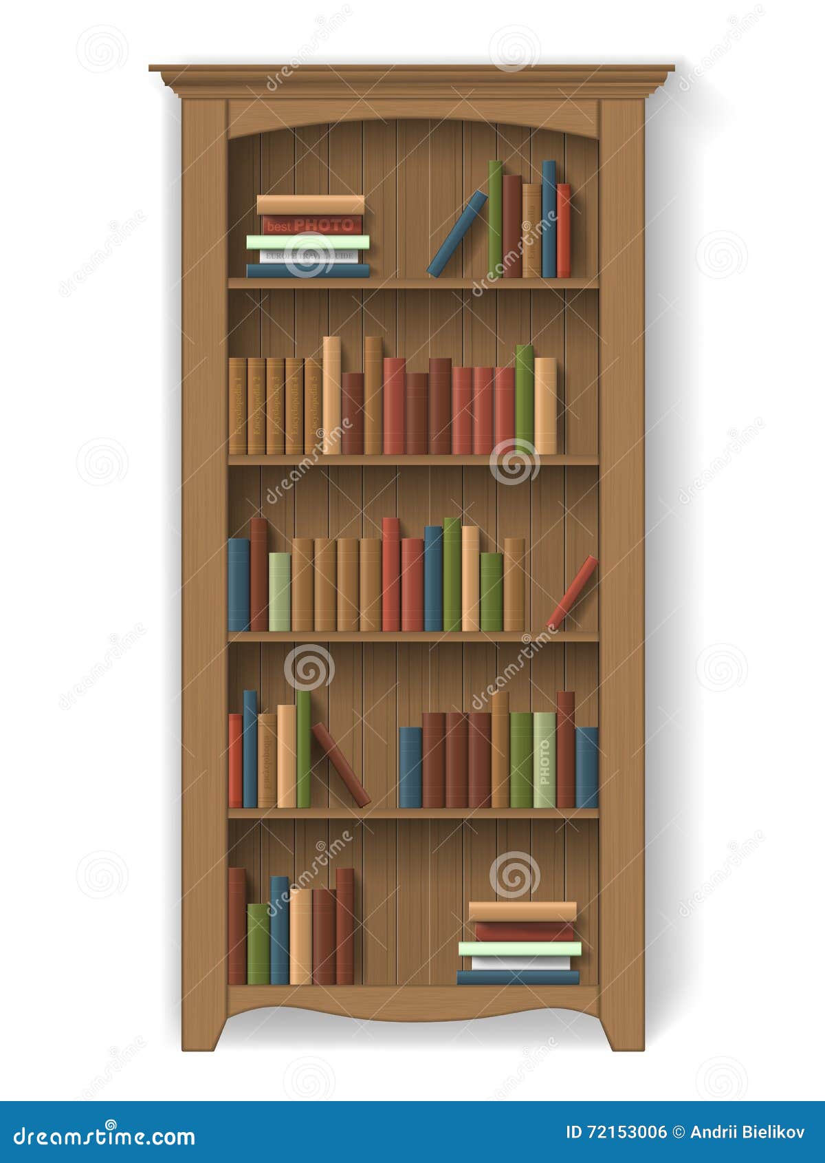 Estante Para De Madera Con Los Libros Ilustración Vector - de interior, literatura: 72153006