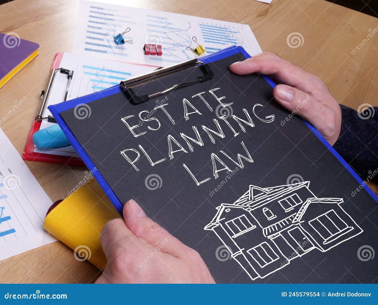Estate Planning Law is Shown Using the Text on the Paper Stock Photo