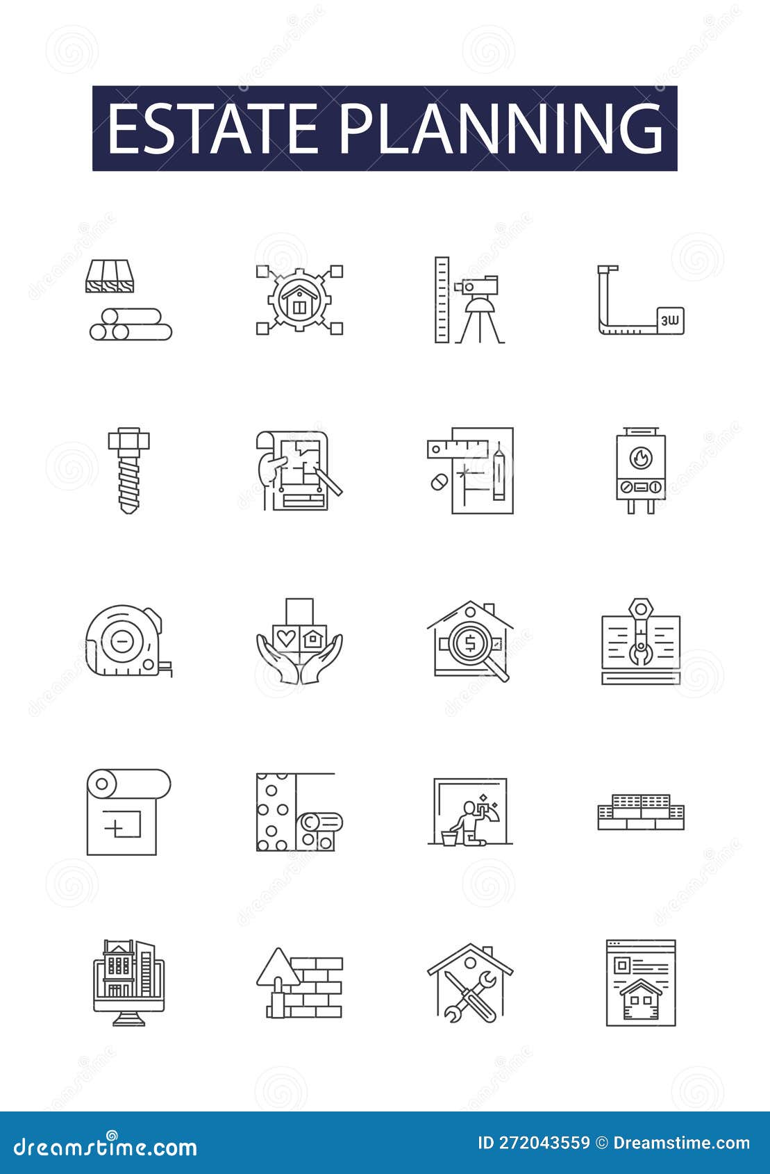 estate planning line  icons and signs. trusts, inheritance, probate, executor, power of attorney, estate tax