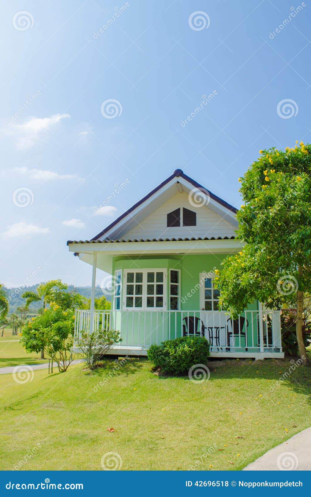 Estilo Americano Verde De La Pequeña Casa Del Patio Trasero Con La Hierba  Verde Foto de archivo - Imagen de yarda, alquiler: 42696518