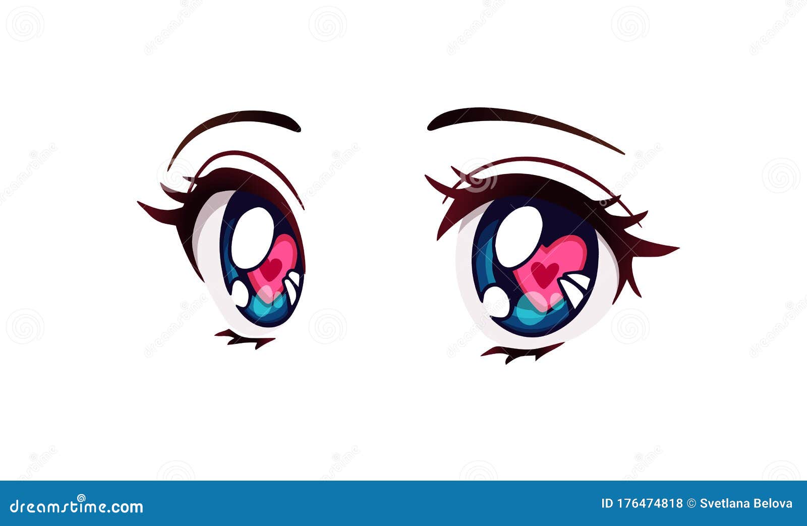 Olhos Fechados No Estilo Anime Feliz. Ilustração Do Vetor
