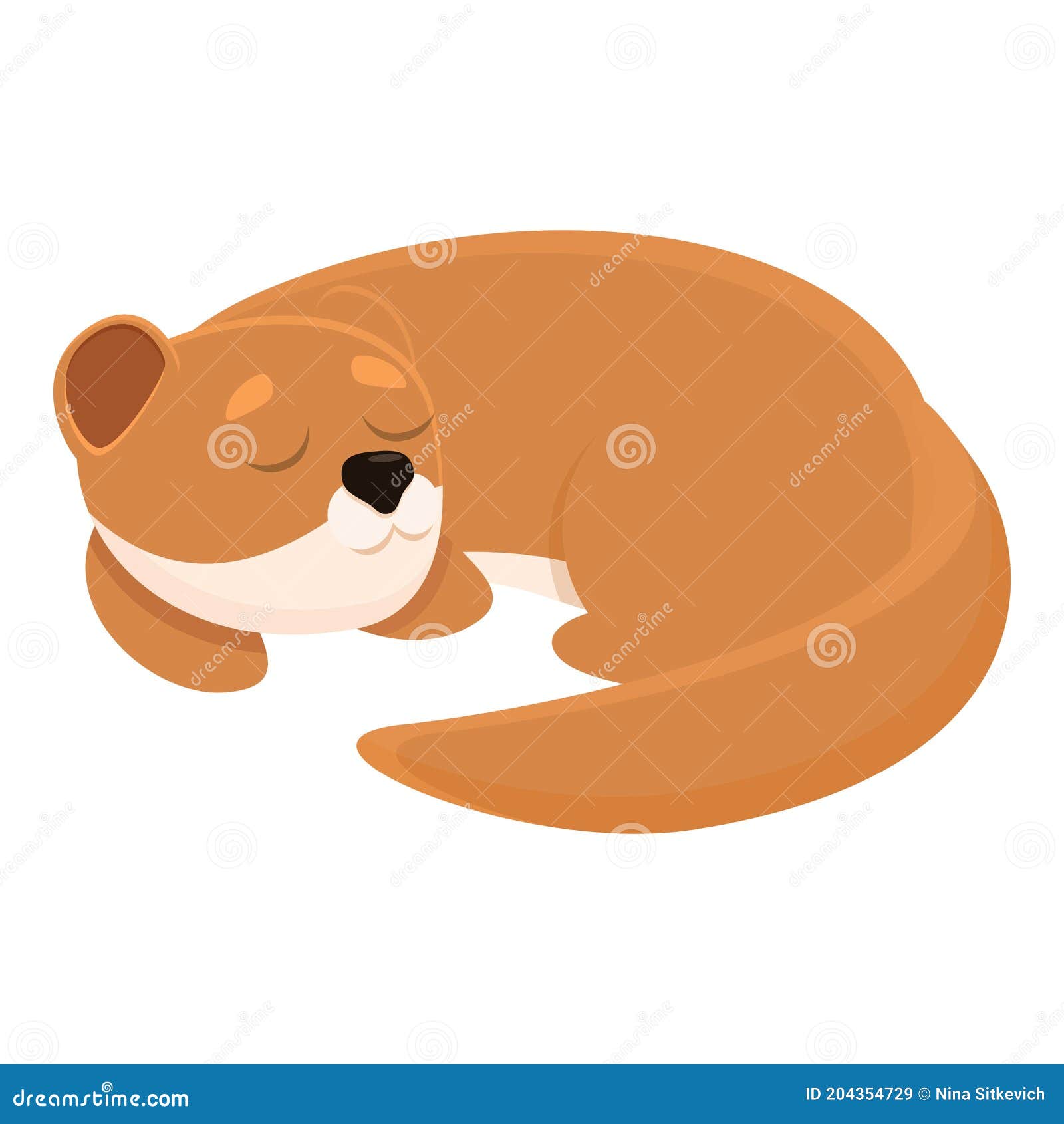 raposa bonitinha dormindo ilustração de ícone de vetor dos