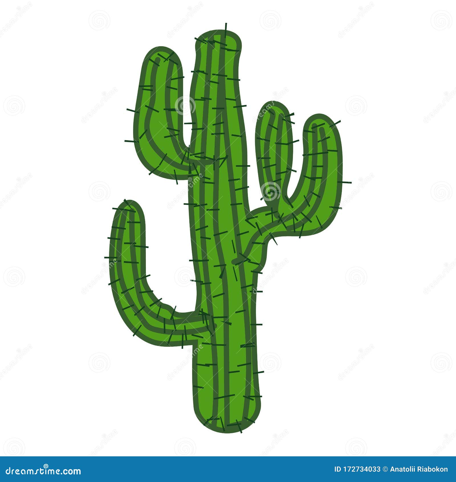 Conjunto de cactos em estilo simples de desenho animado isolado no