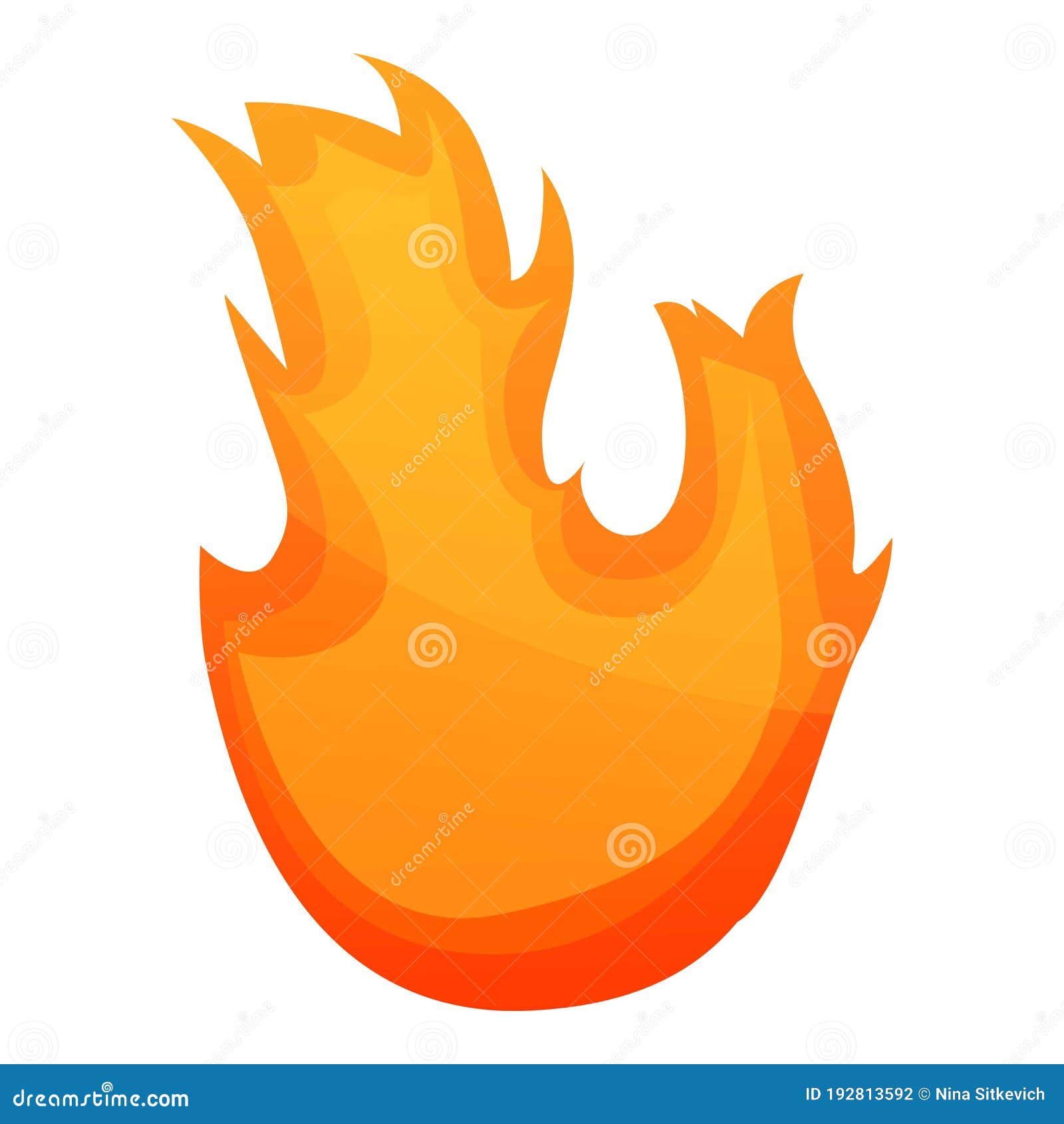 Ícone de chama de fogueira efeito de desenho animado de chama de