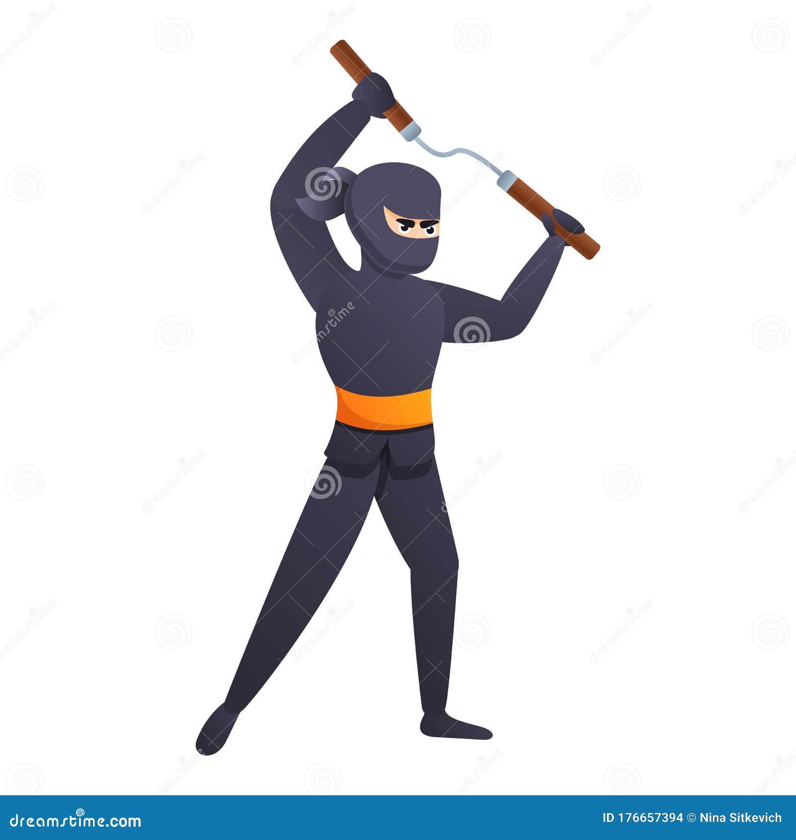 Asiático Ninja Desenho Animado Personagem Ilustração imagem vetorial de  brgfx© 662540662