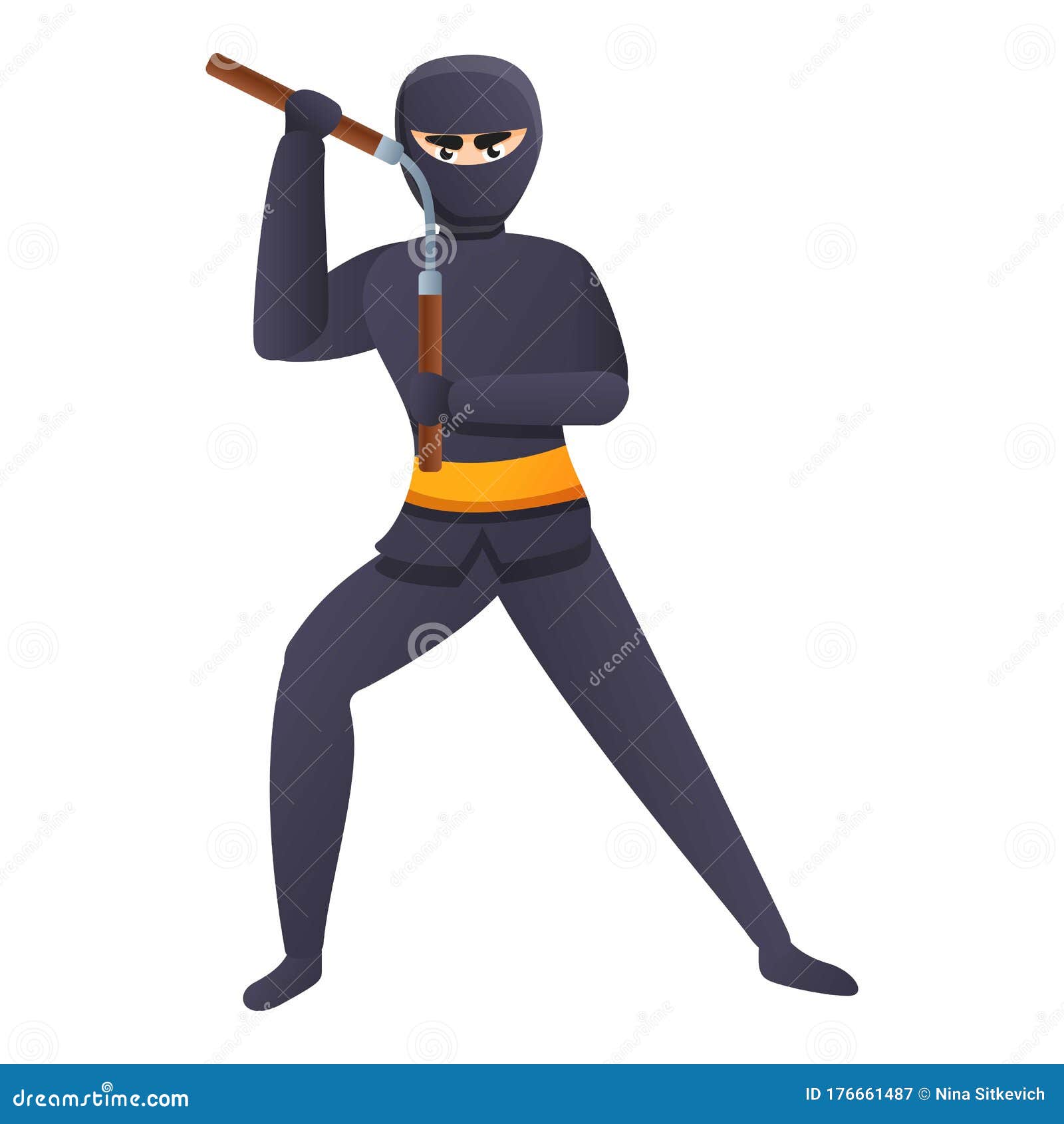 desenho animado preto ninja definir ação número 23 3381493 Vetor no Vecteezy