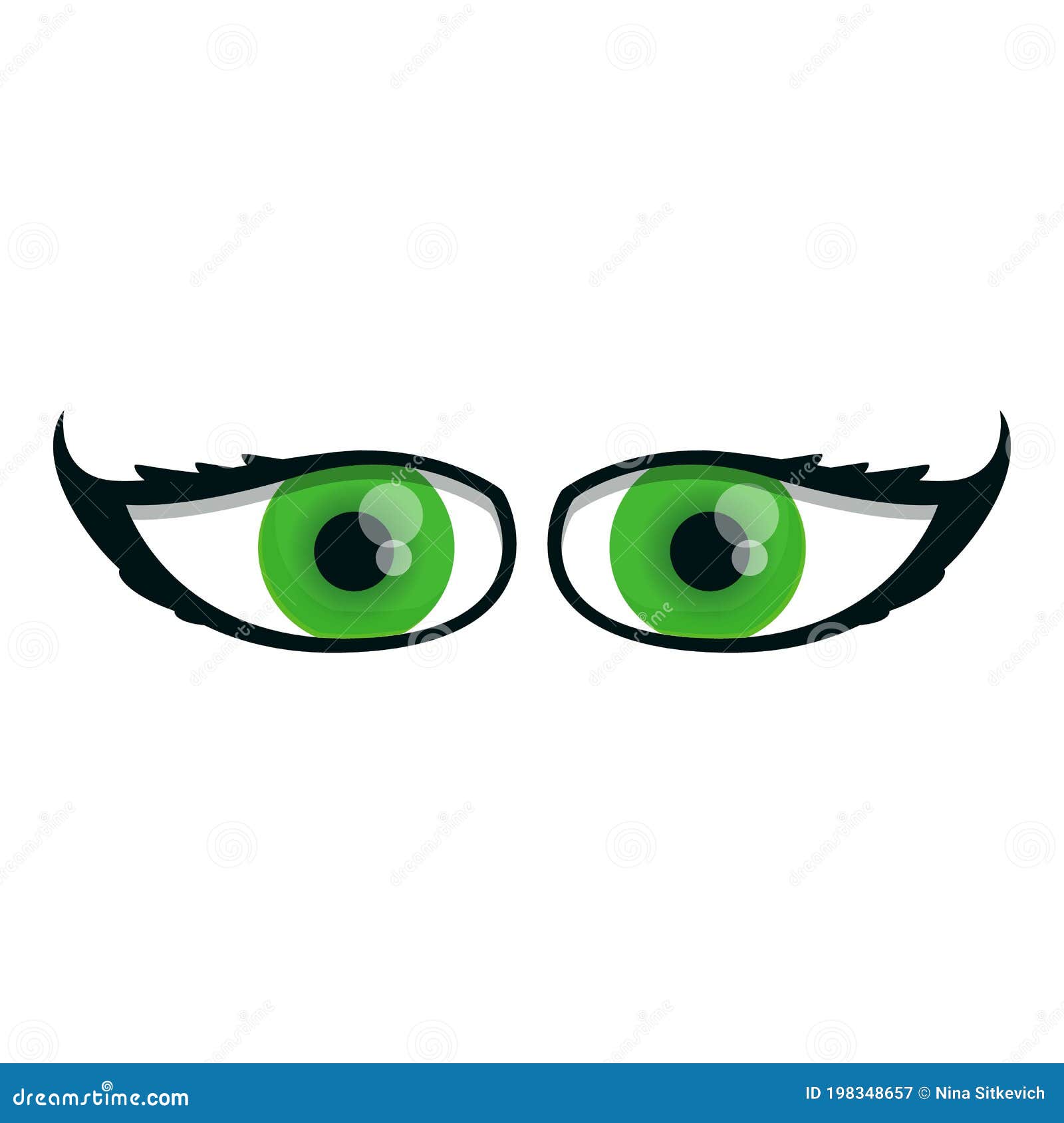 Estilo De Dibujos Animados De Iconos De Ojos Verdes Ilustración del Vector  - Ilustración de mirada, asustado: 198348657