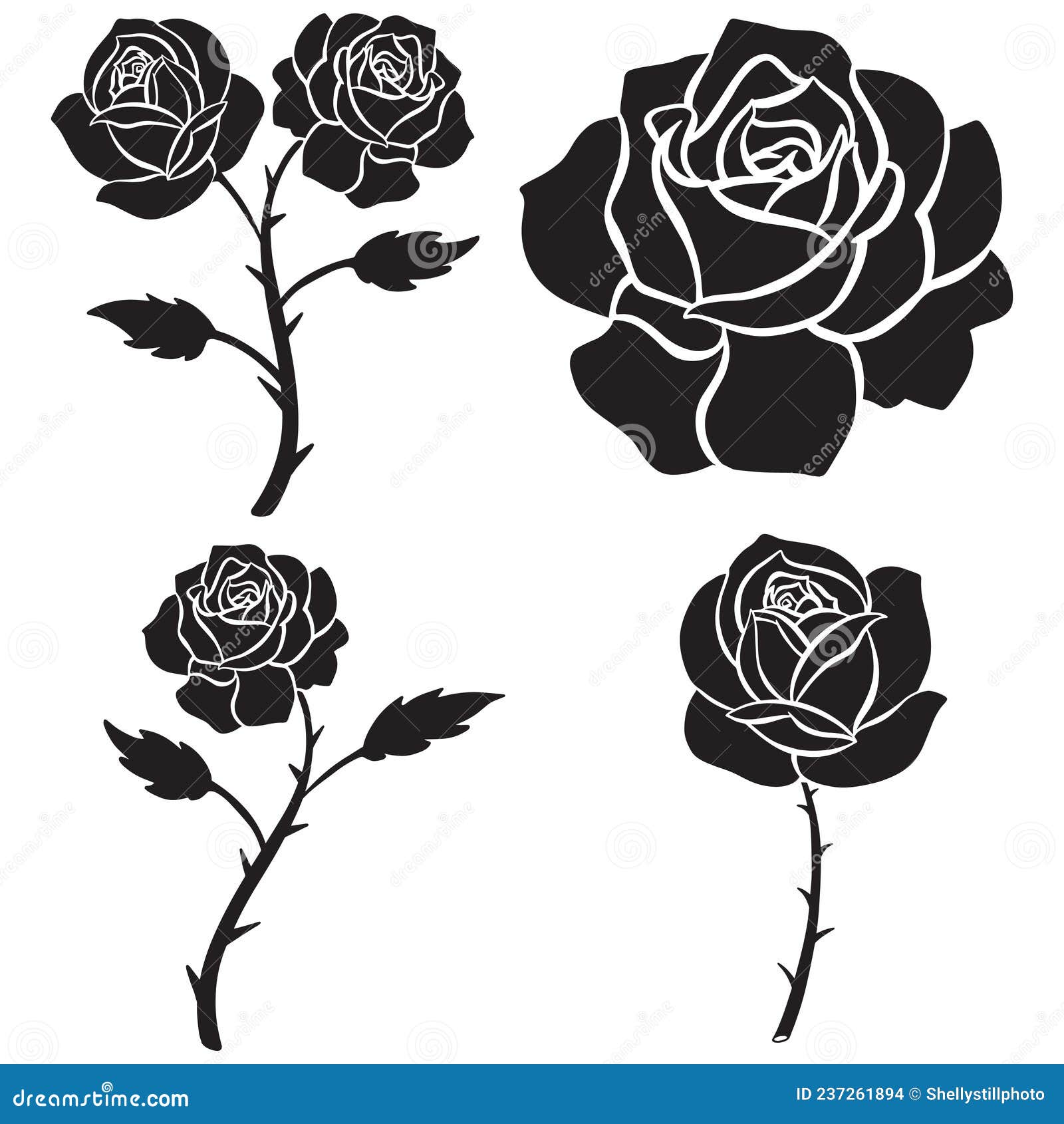 Estilo De La Ilustración Del Logo De La Flor De Rosa Negra Stock de  ilustración - Ilustración de contorno, hoja: 237261894