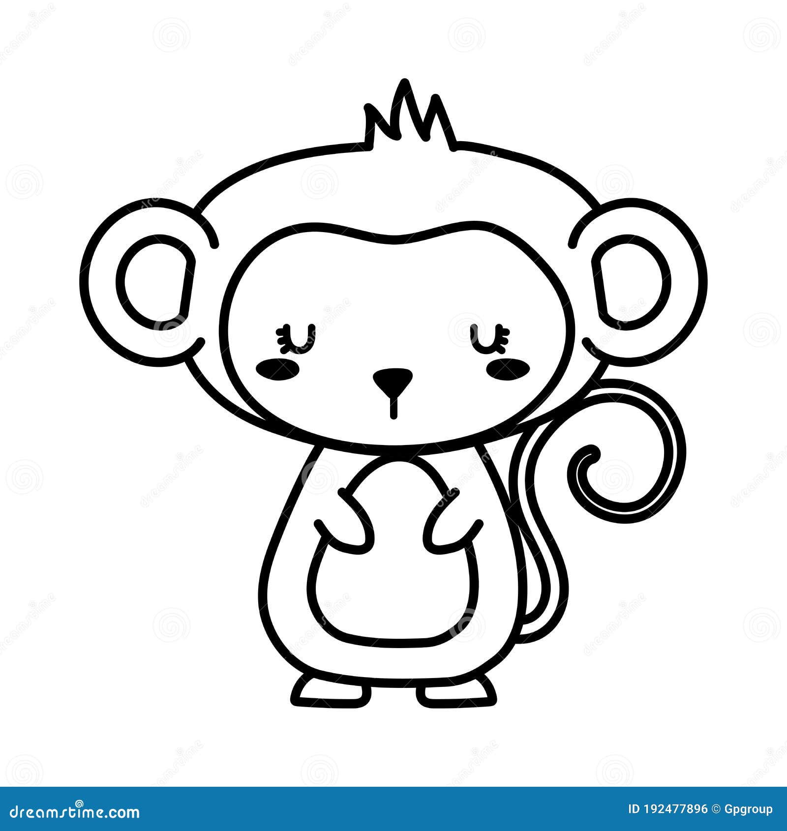 Ilustração de ícones de vetor de desenho animado macaco bonito sentado