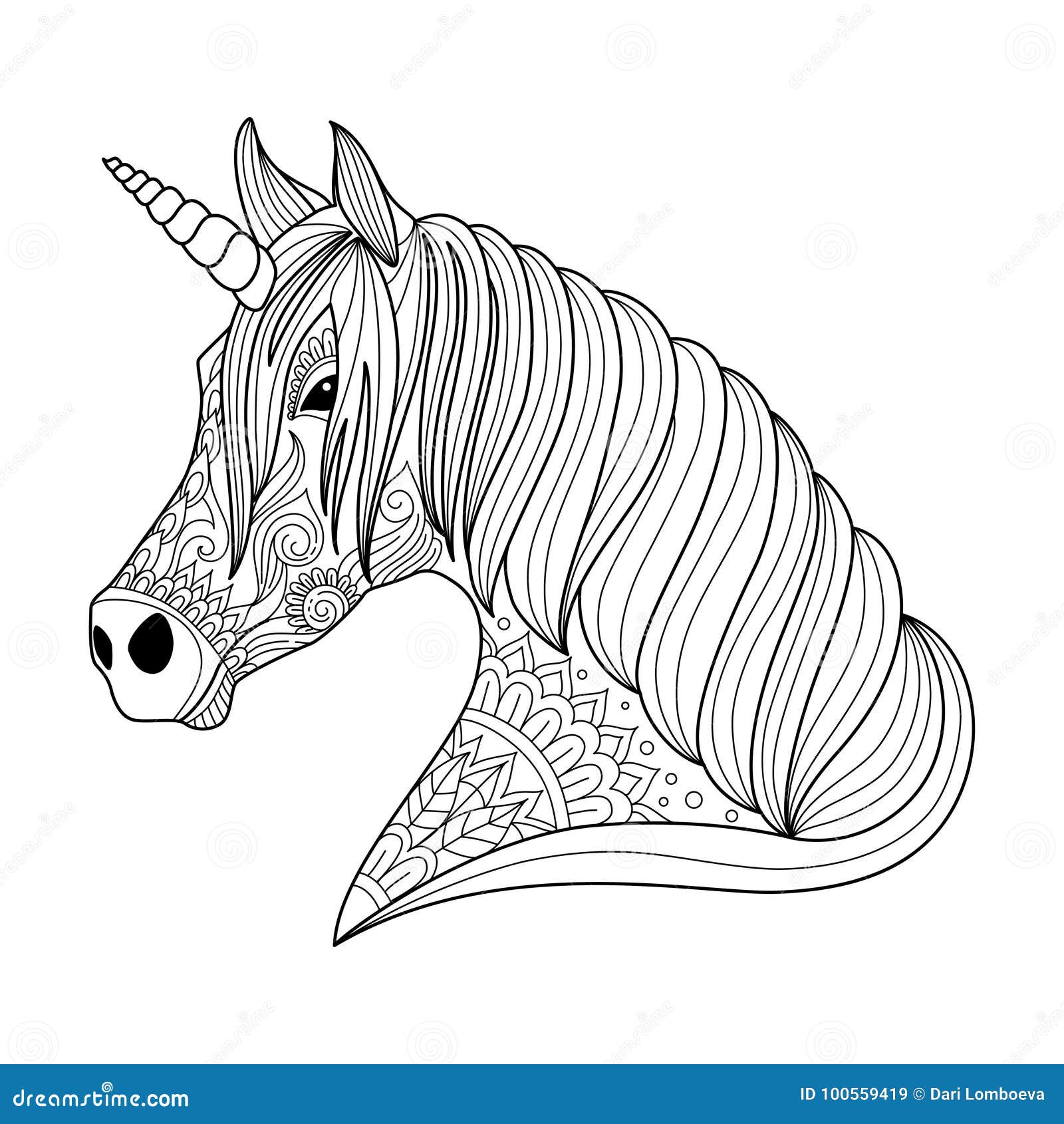 Estilo Do Zentangle Do Unicórnio Do Desenho Para O Adulto E O Livro Para  Colorir Das Crianças, Tatuagem, Projeto Da Camisa, Logot Ilustração do  Vetor - Ilustração de grampo, tinta: 100559419