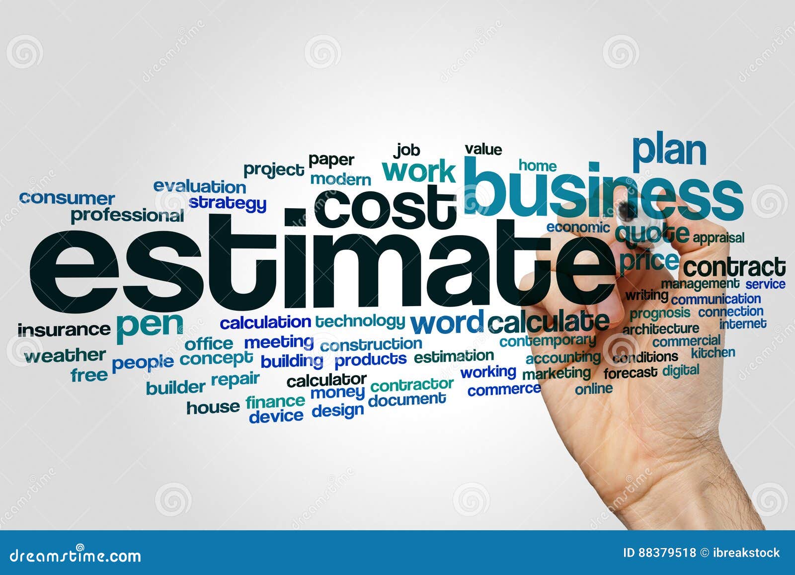 Estimate word cloud stock photo. Image of cloud, internet - 88379518