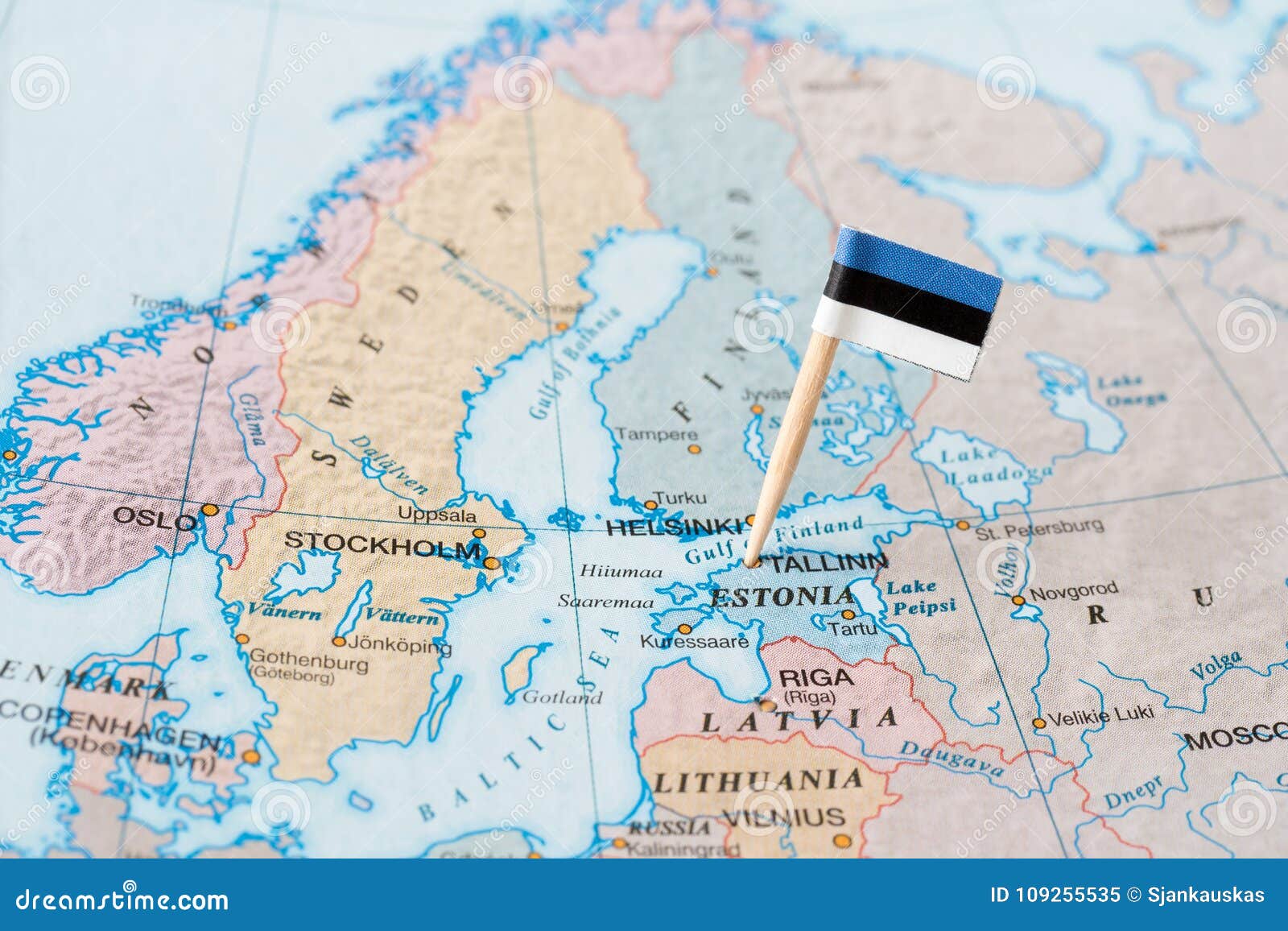 estonia flag pin on map