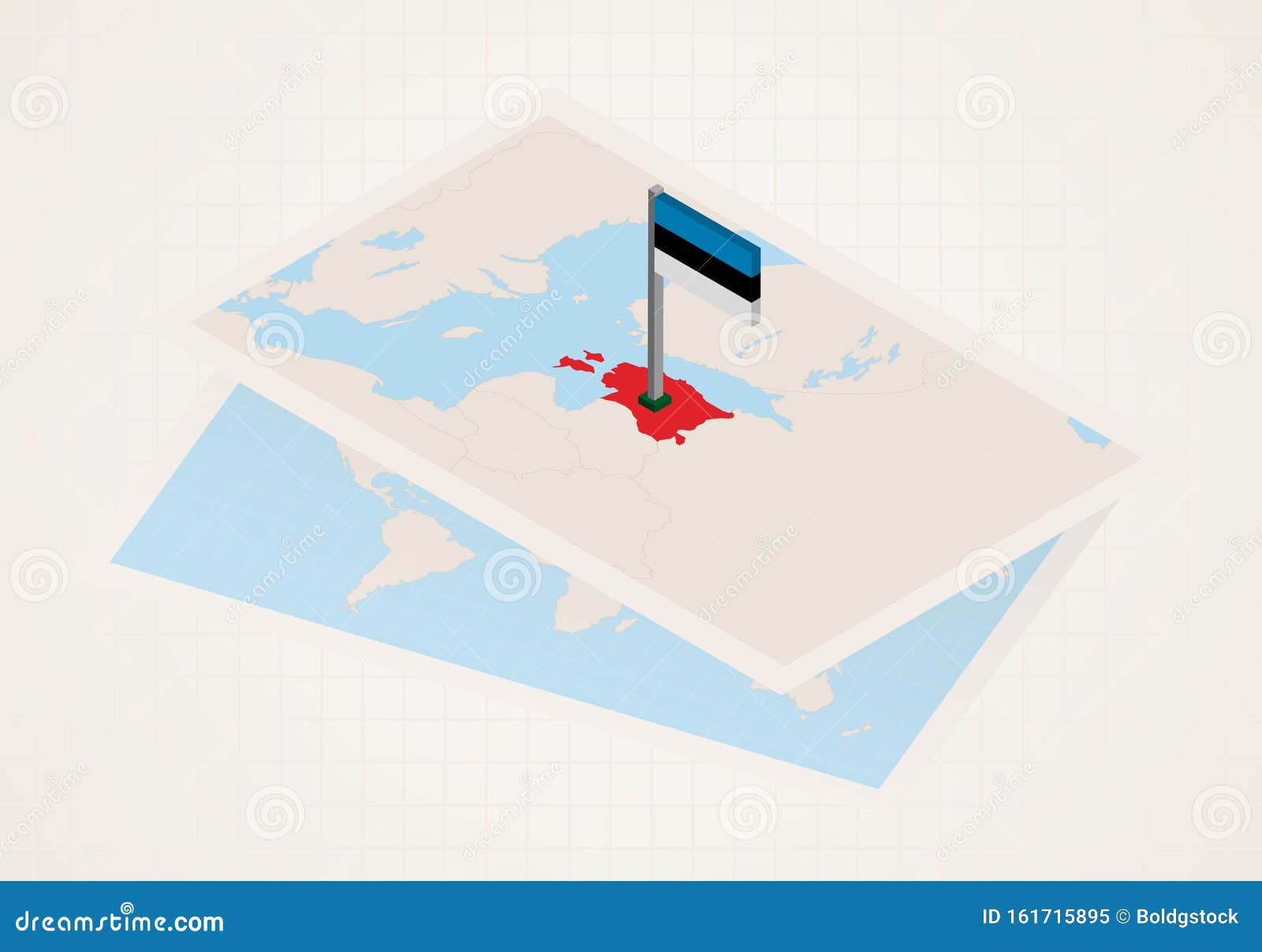 estonia selected on map with isometric flag of estonia