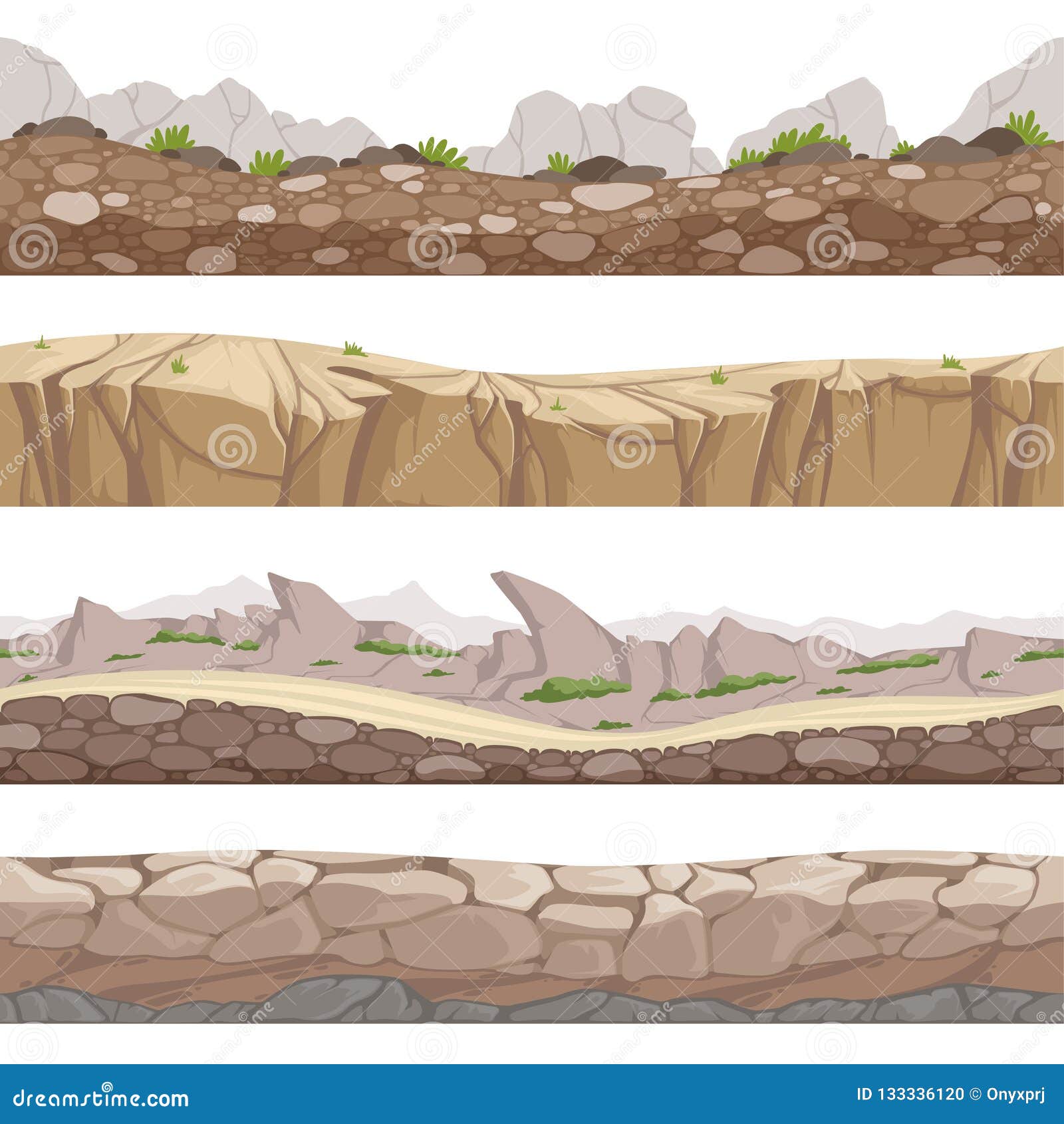 Diferentes texturas de pedras preciosas para o jogo. ilustração dos  desenhos animados.