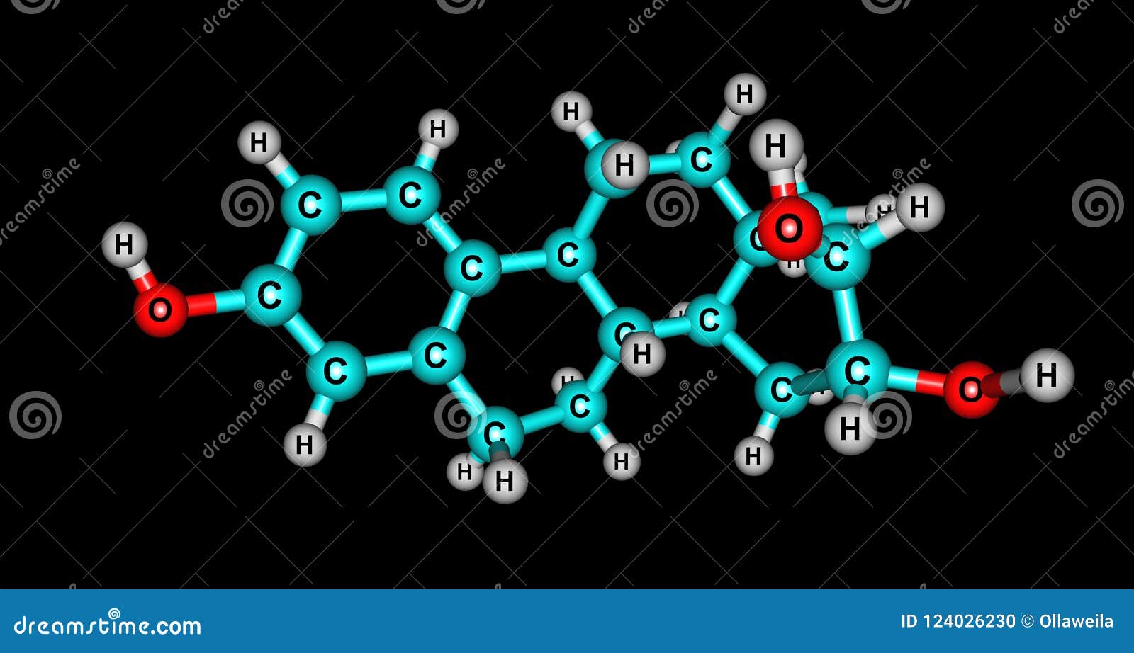 estriol molecular structure  on black