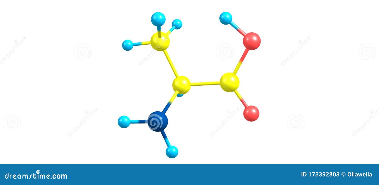 Estructura Molecular Alanina Aislada En Blanco Stock de ilustración -  Ilustración de sustancia, molecular: 173392803