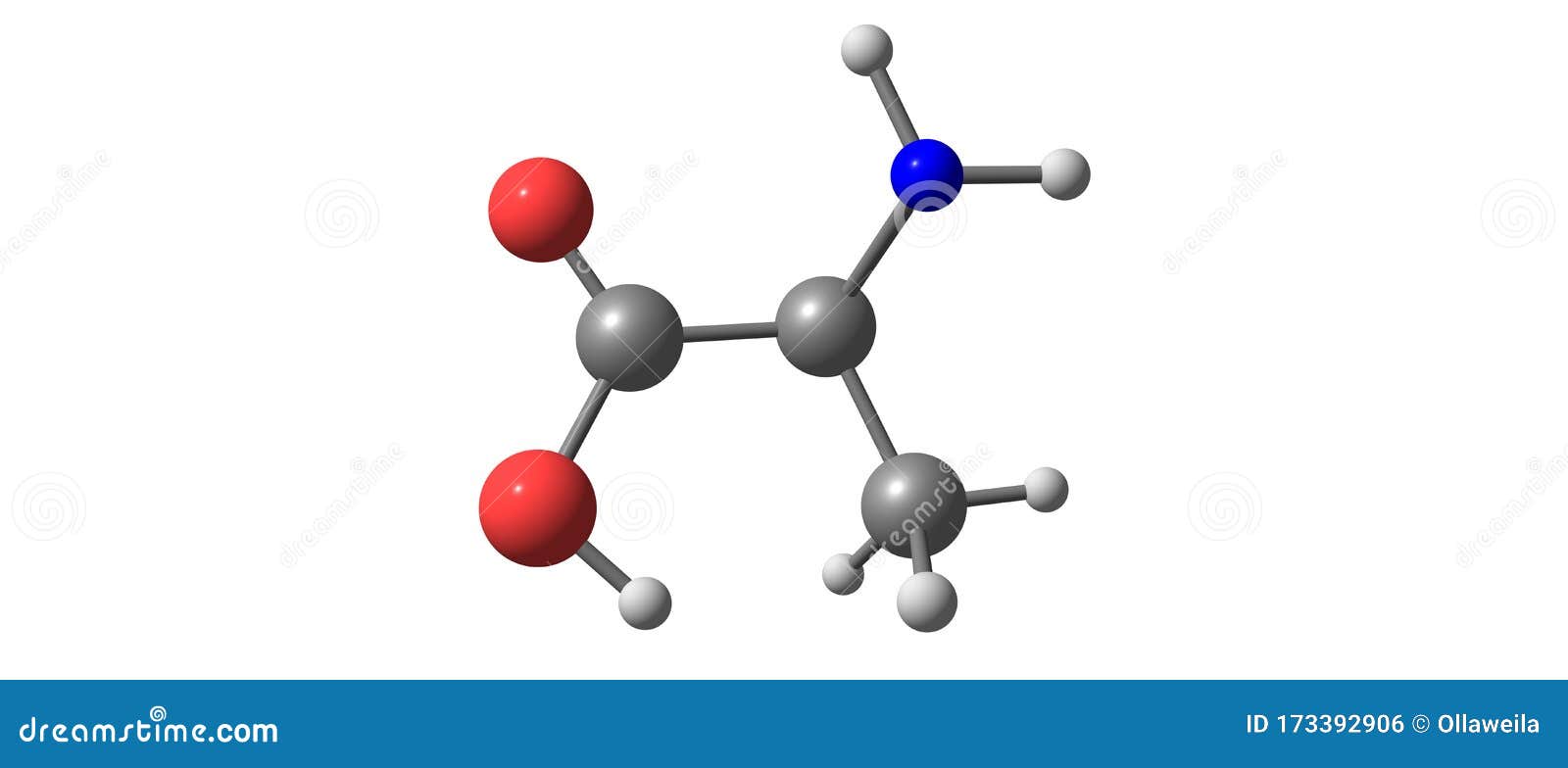 Estructura Molecular Alanina Aislada En Blanco Stock de ilustración -  Ilustración de elemento, compuesto: 173392906
