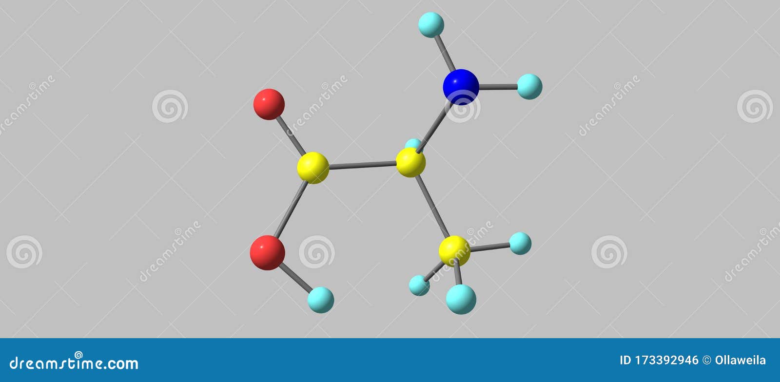 Estructura Molecular Alanina Aislada En Gris Stock de ilustración -  Ilustración de ciencia, molecular: 173392946