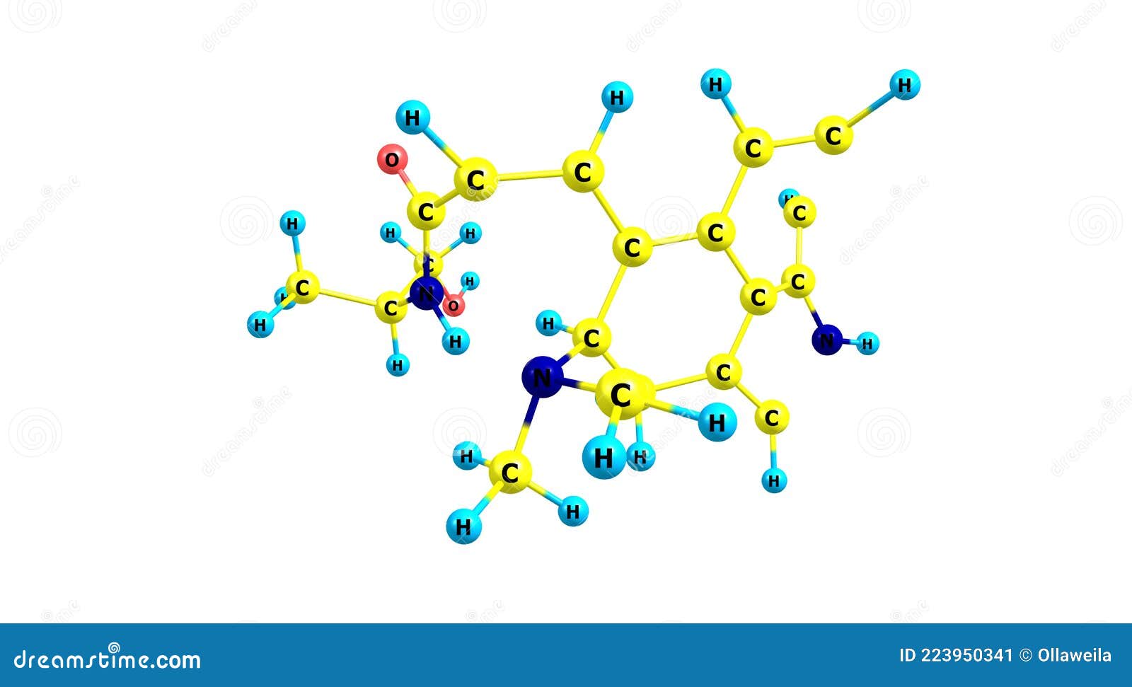 Estrutura Molecular Ergometrina Isolada Em Branco Ilustração Stock