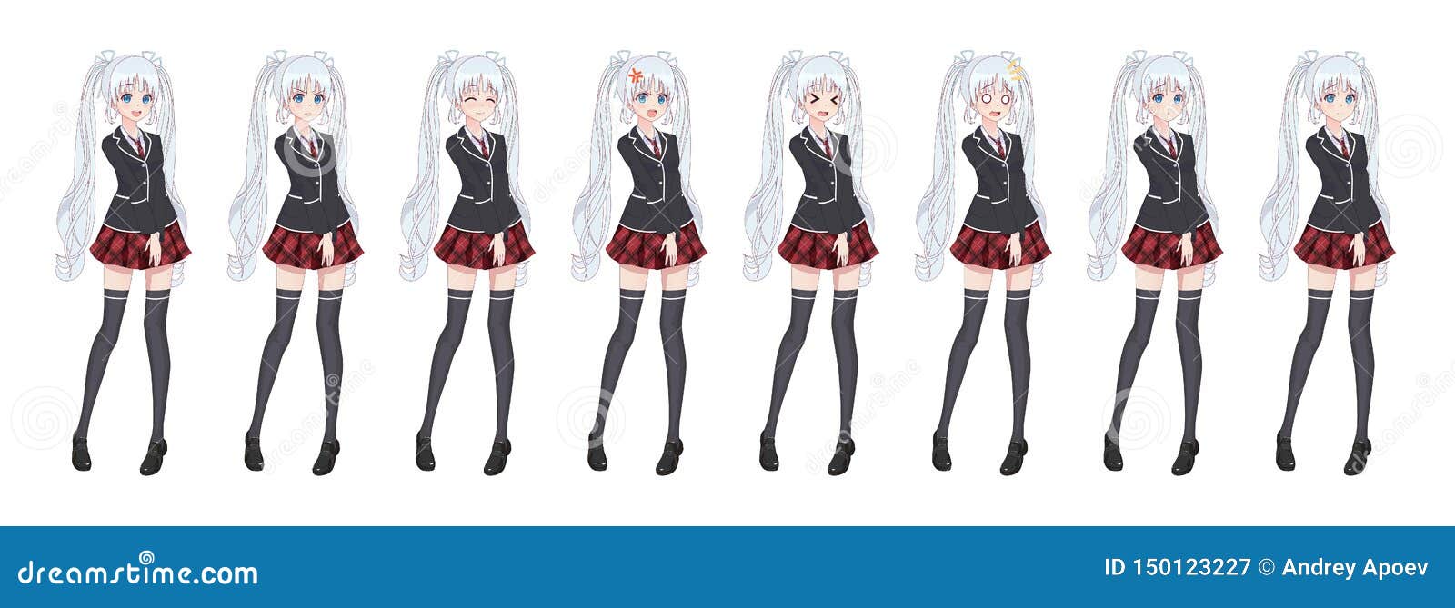 Personagem de comprimento total para romance visual do jogo. garota de  mangá de anime, personagem de desenho animado em estilo japonês. menina da  escola em um terno de marinheiro, saia azul