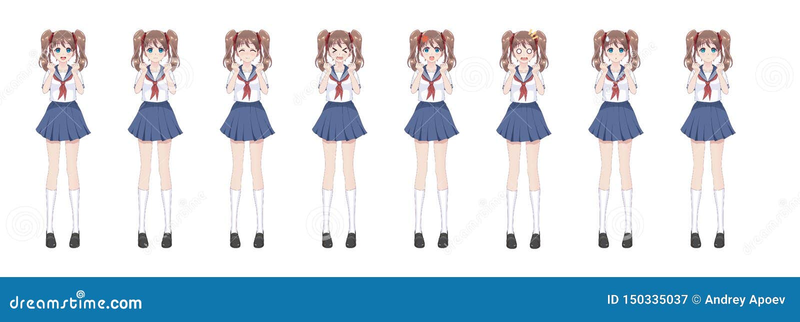 Estudante Do Manga Do Anime No Terno De Marinheiro, Saia Azul Ilustração do  Vetor - Ilustração de emocional, escola: 150335037