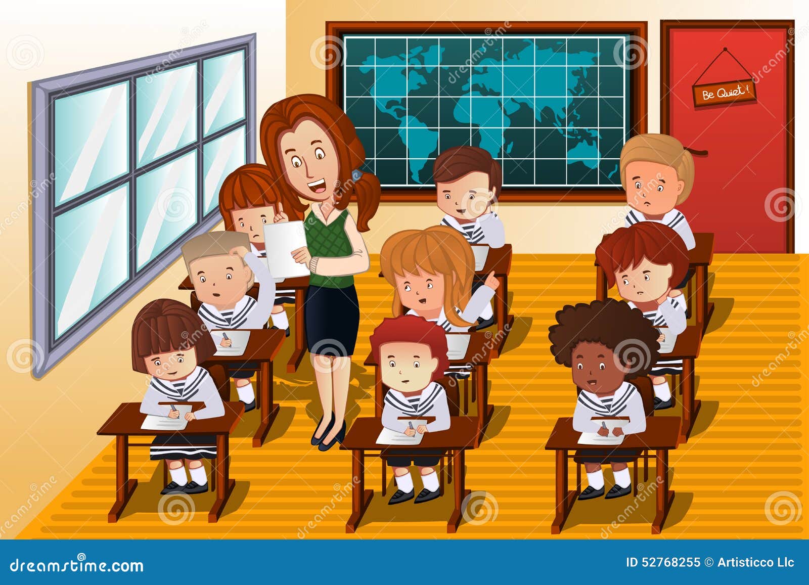 Estudiantes Que Toman Un Examen Ilustración del Vector - Ilustración de