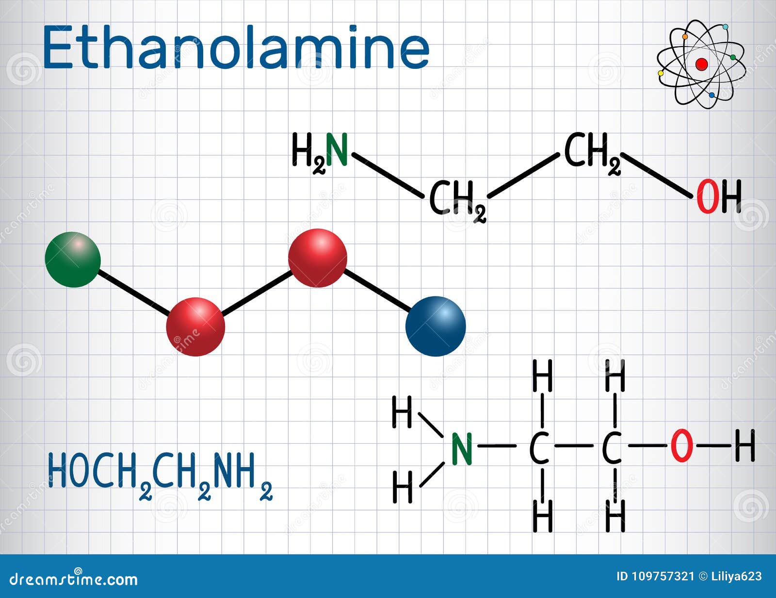 Etanolamina ETA O Molécula Del MEA Es Una Amina Primaria Y Ilustración del Vector - Ilustración de ciencia, estructural: 109757321