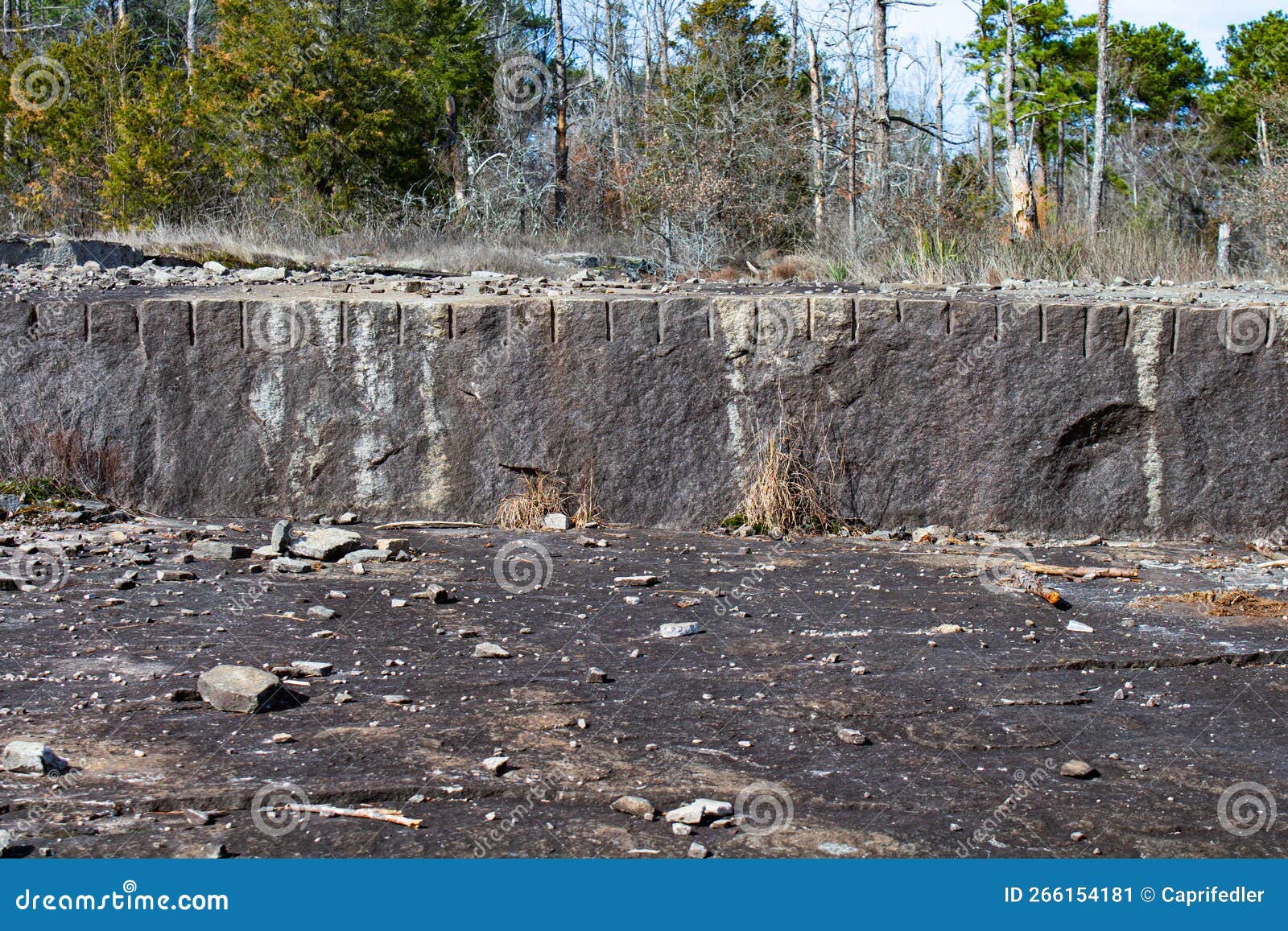 The Etched Edge of a Granite Stone Quarry Stock Image Image of