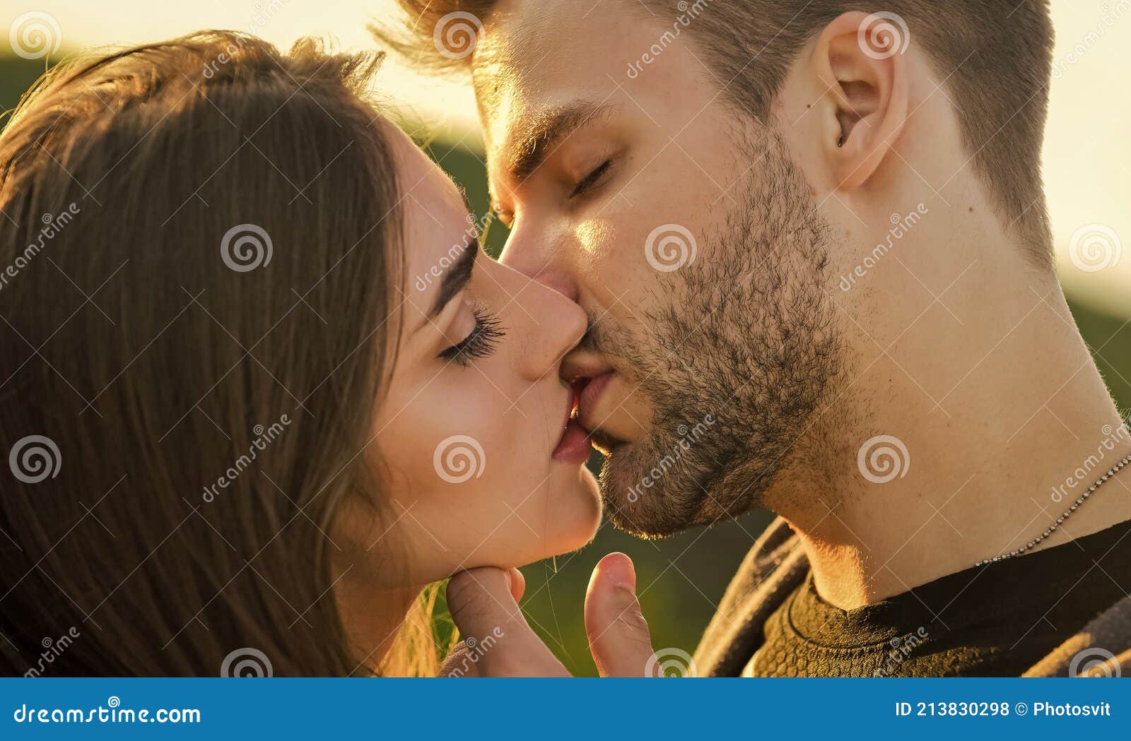 Eternal Love. Romantic Date. Sensual Kiss of Two Lovers. People in ...