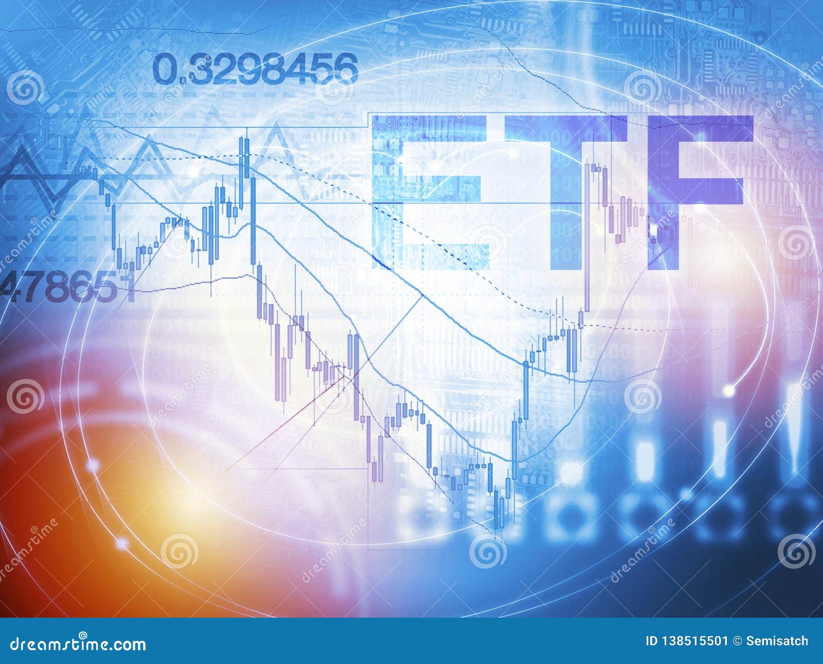 etf - exchange traded fund. trade market ico ipo financial technology