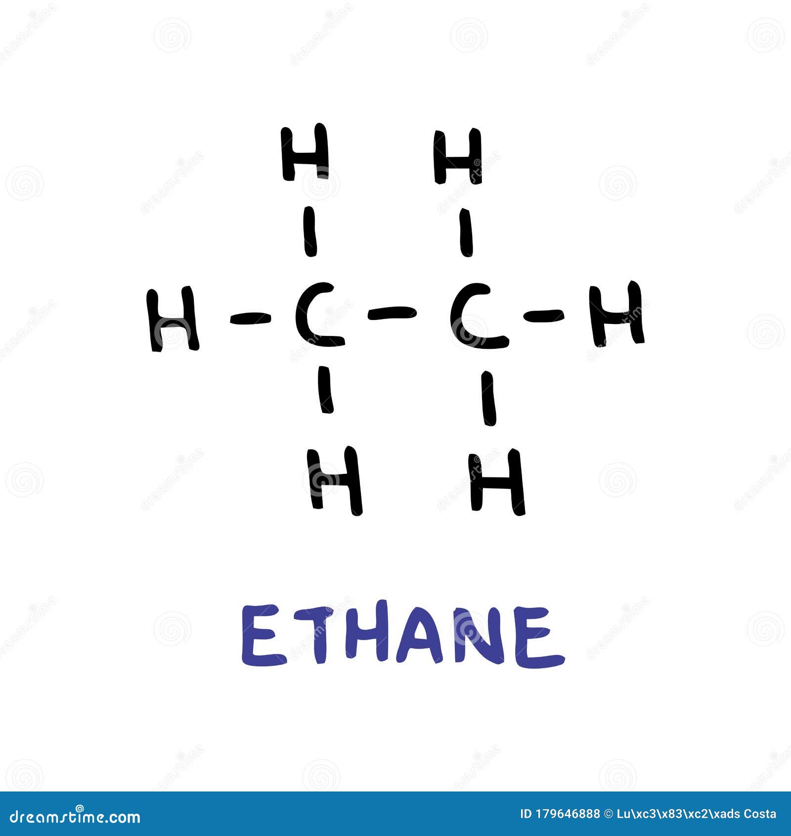 Ethane Hydrocarbon Molecule, Flat Icon Style. Hydrogen And Carbon Atoms ...