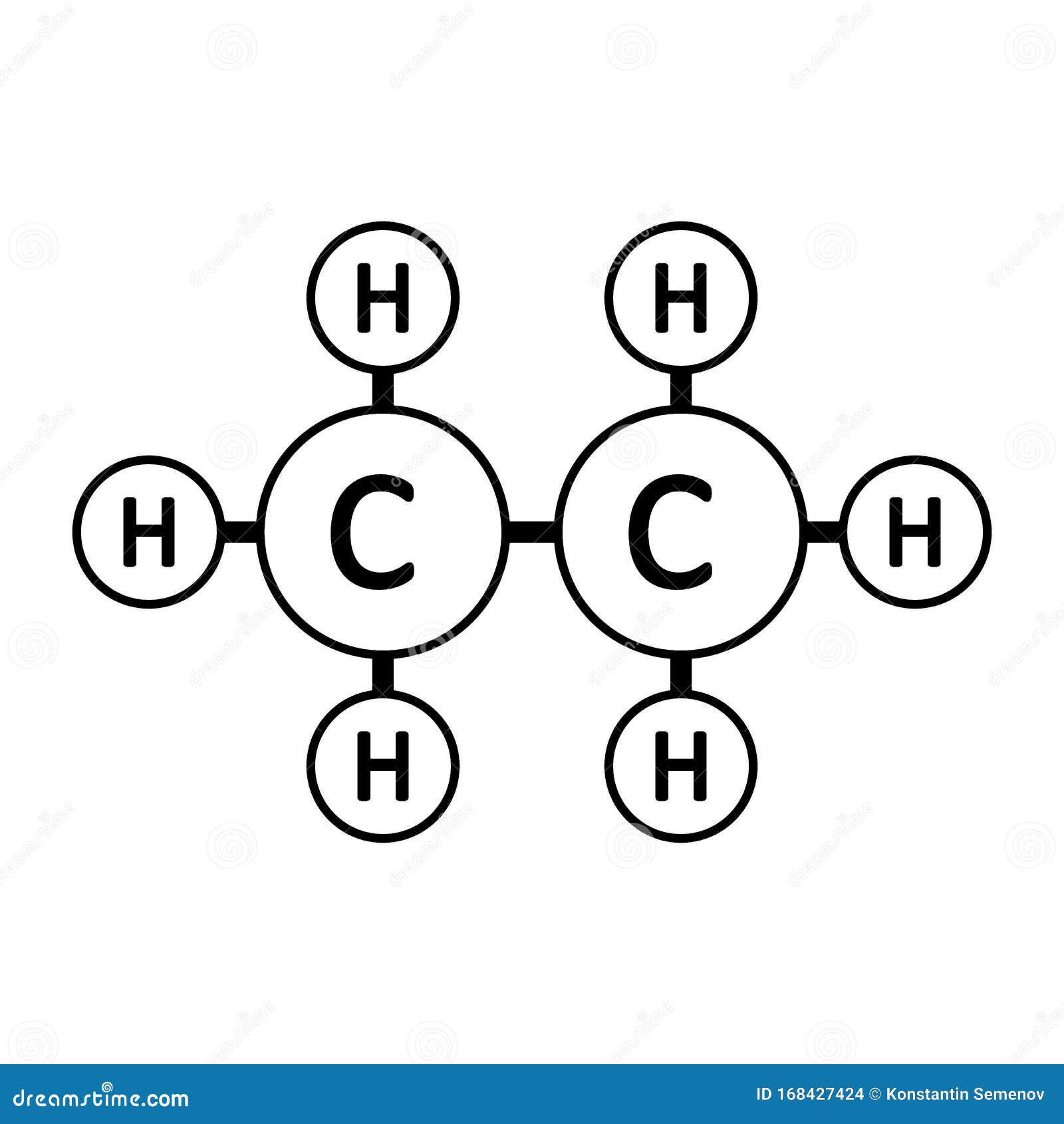 Ethane Molecule, Ball-and-stick Molecular Model. Chemical 3d Rendering ...