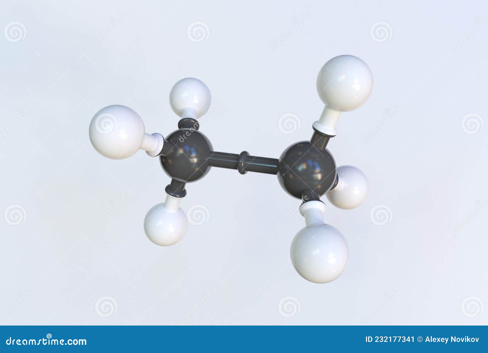 Ethane Molecule, Ball-and-stick Molecular Model. Chemical 3d Rendering ...