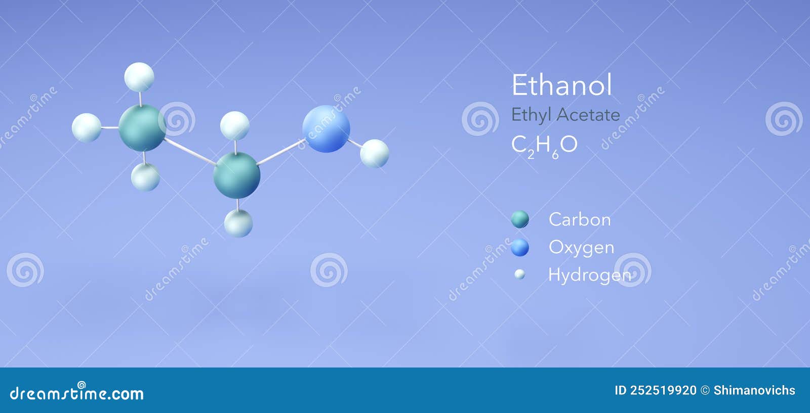 Ethanol, Ethyl Acetate, Alcohol. Molecular Structure 3d Rendering ...