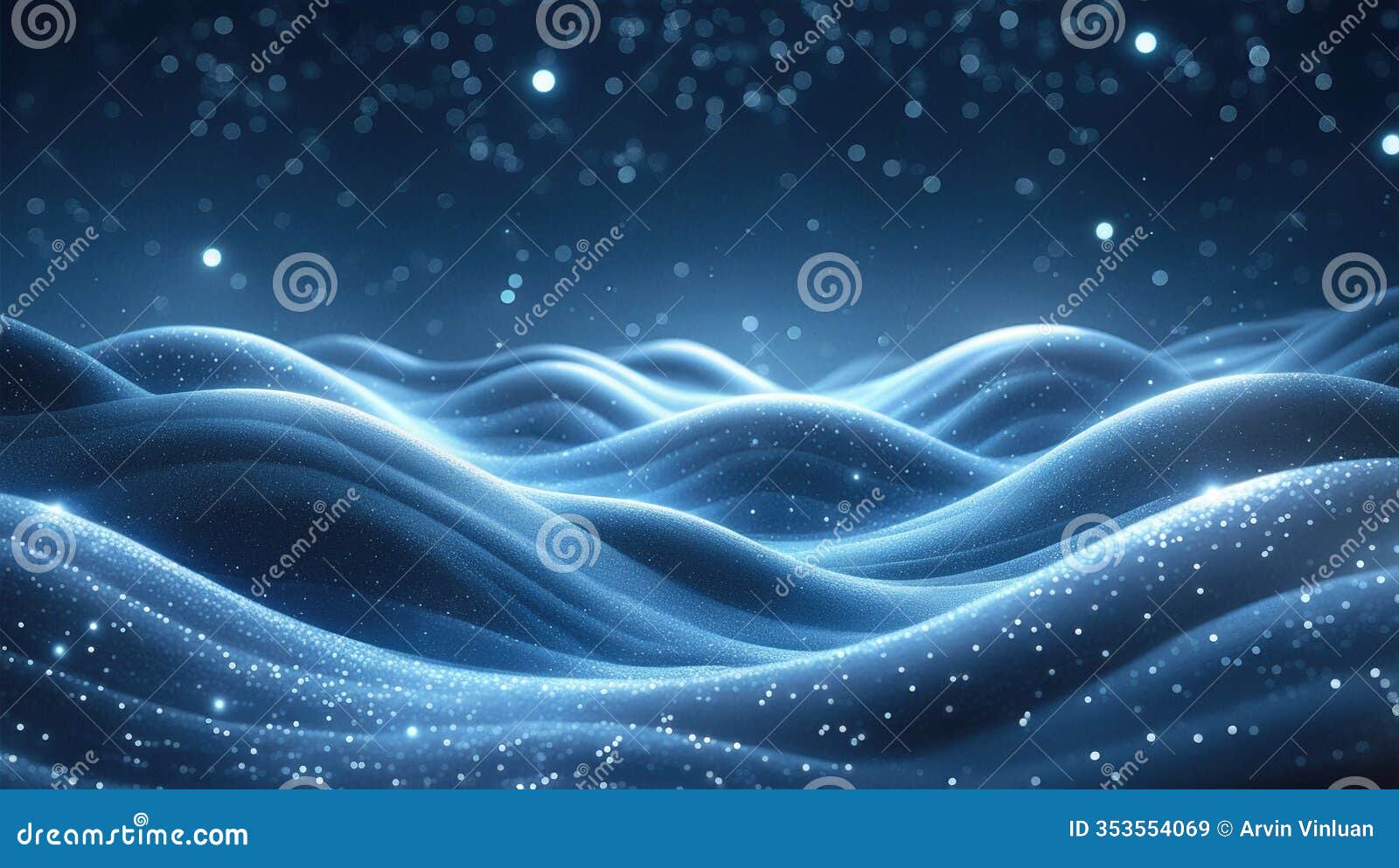 ethereal blue ocean waves glimmering under a starry night sky
