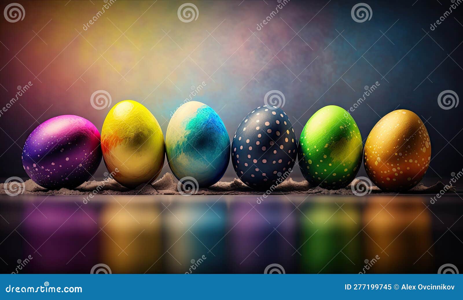 Ethereal Easter Eggs Softly Painted in Different Colors for Dreamy